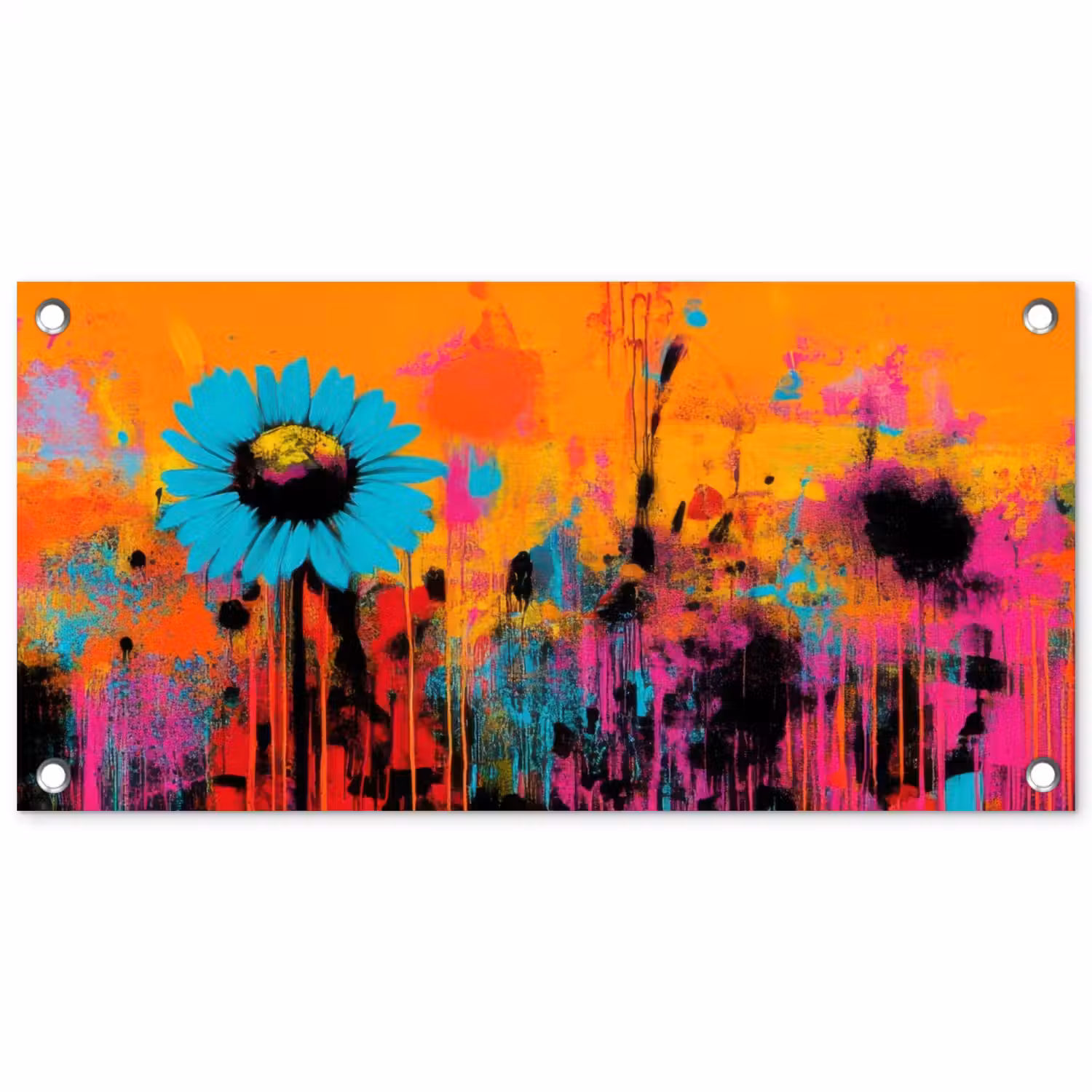 Zonnebloemen - Abstract - Oranje tuinposter los doek klein -3d