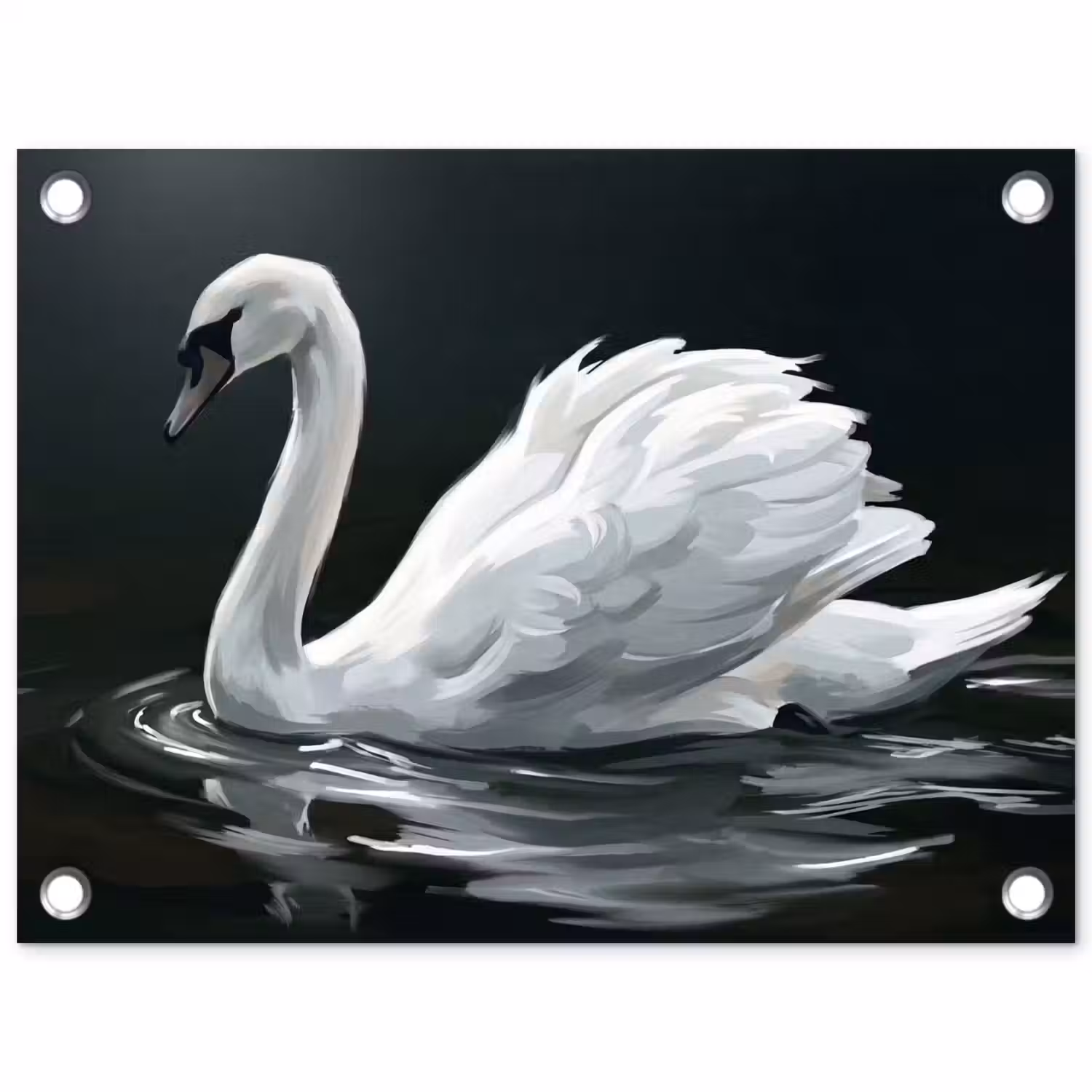 Zwaan - Water - Natuur - Realistisch - Wit tuinposter los doek klein -3d