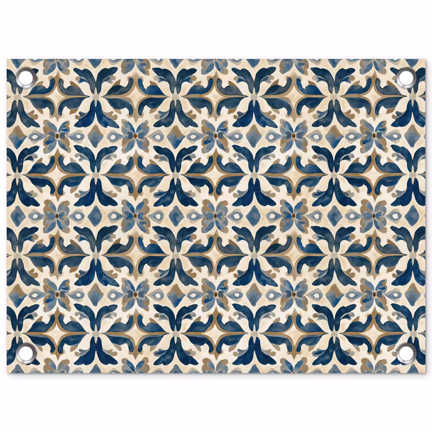 Tegel - Patroon - Blauw - Beige tuinposter los doek klein 239 -3d