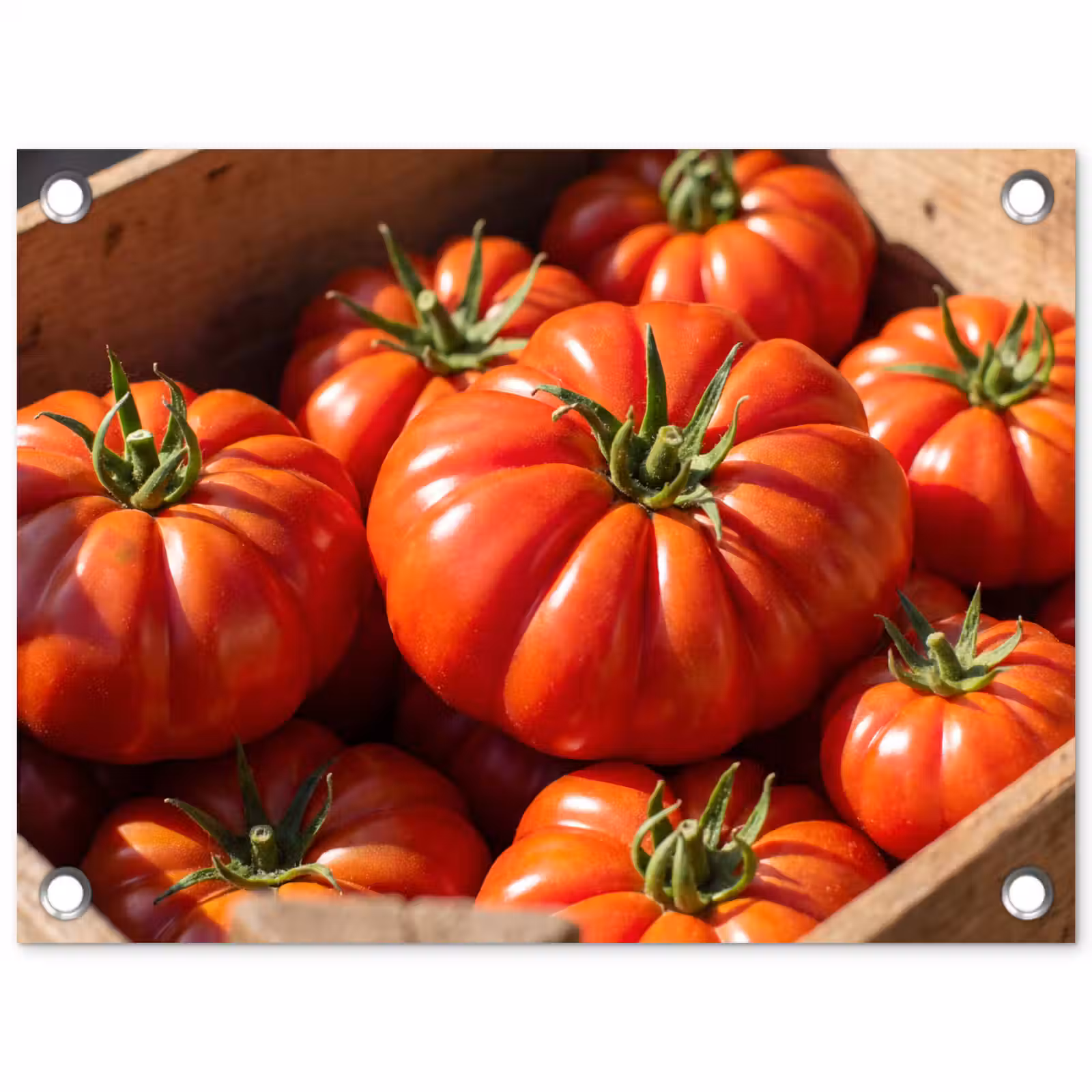 Garden Poster - Tomato - Wooden - Crate - Tomaat - Houten - Kist tuinposter los doek klein