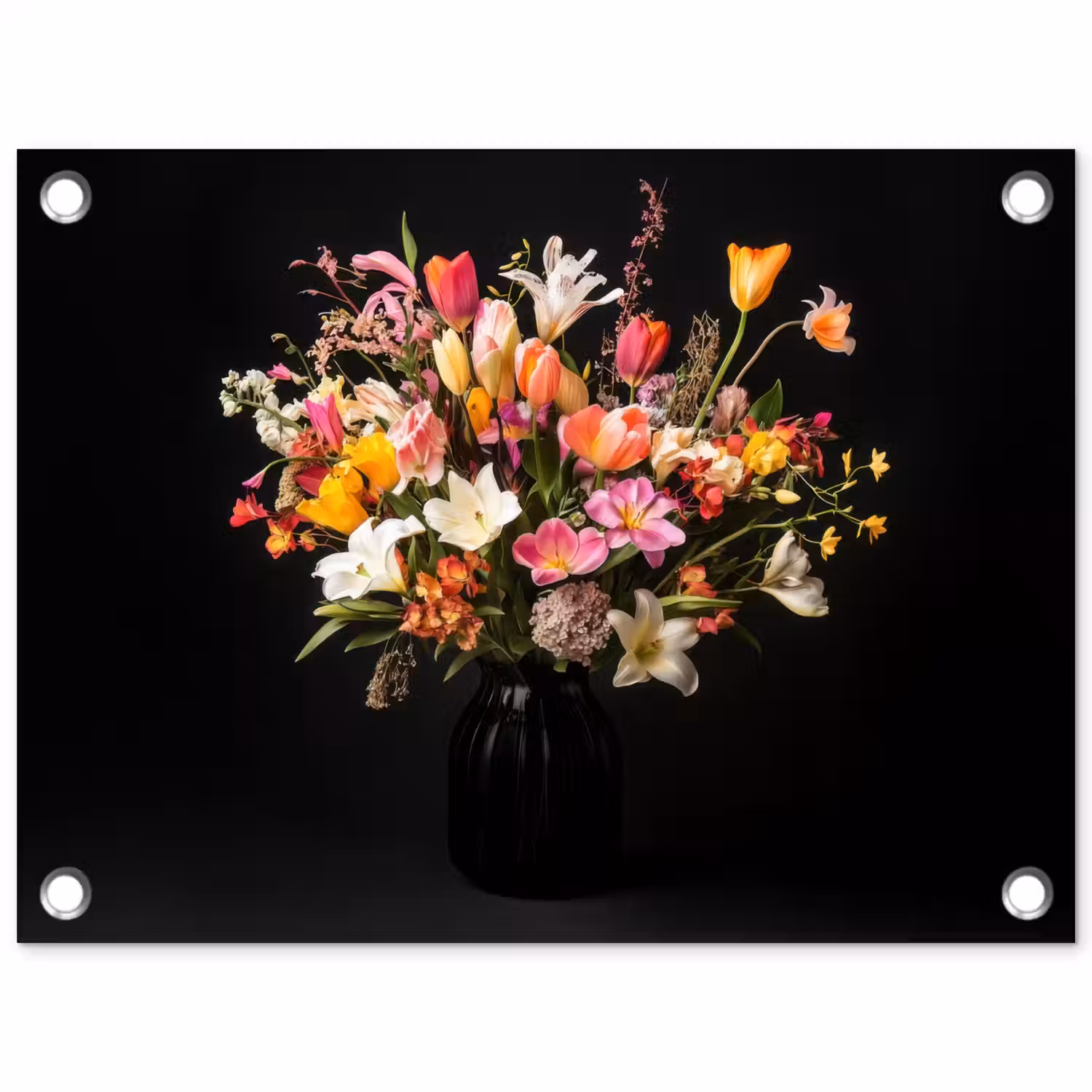 Vaas - Bloemen - Tulpen tuinposter los doek klein -3d