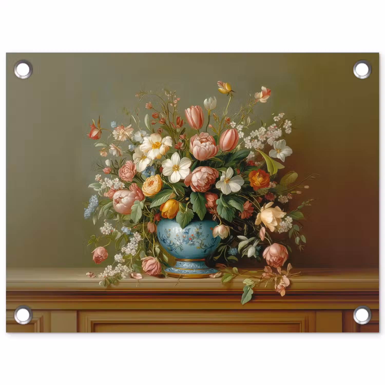 Vaas - Pastel - Kleuren - Bloemen tuinposter los doek klein -3d