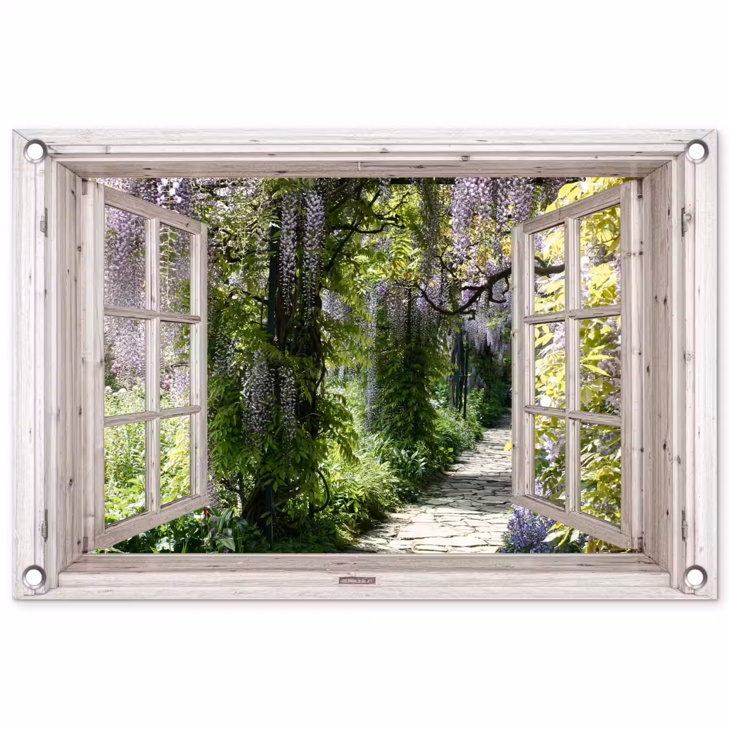 Uitzicht op Wisteria-Tuin tuinposter los doek klein -3d