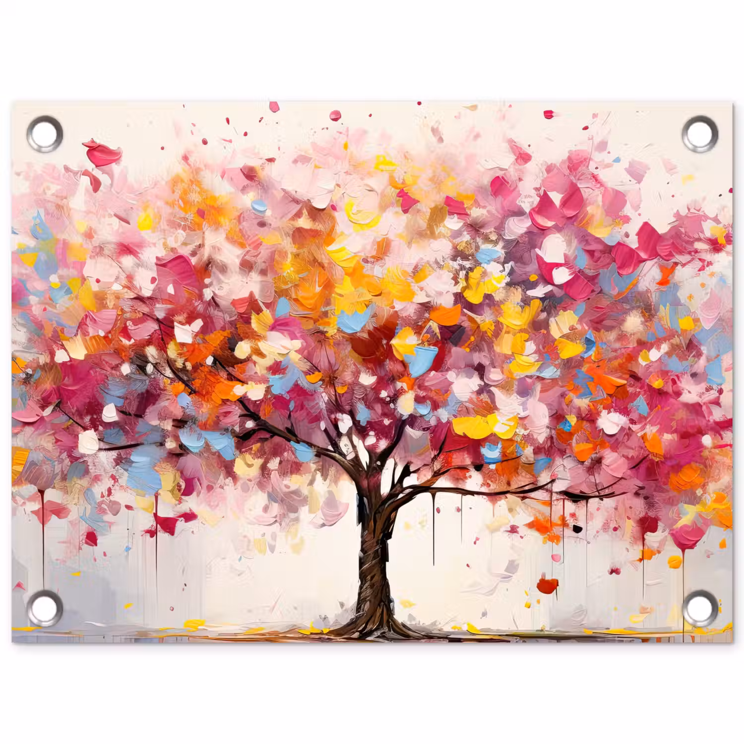 Aquarel - Boom - Kunst - Abstract tuinposter los doek klein -3d
