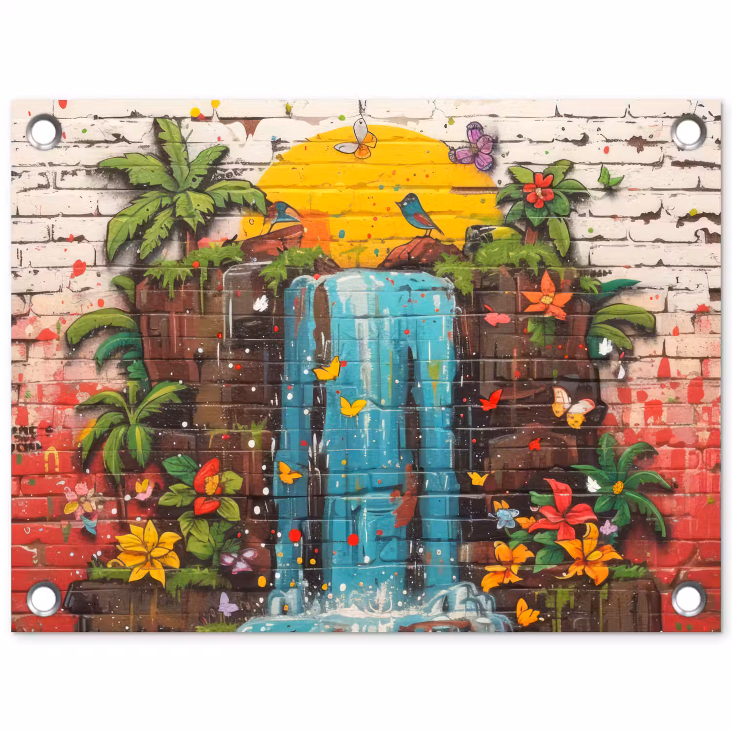 Waterval in Straatkunst tuinposter los doek klein -3d