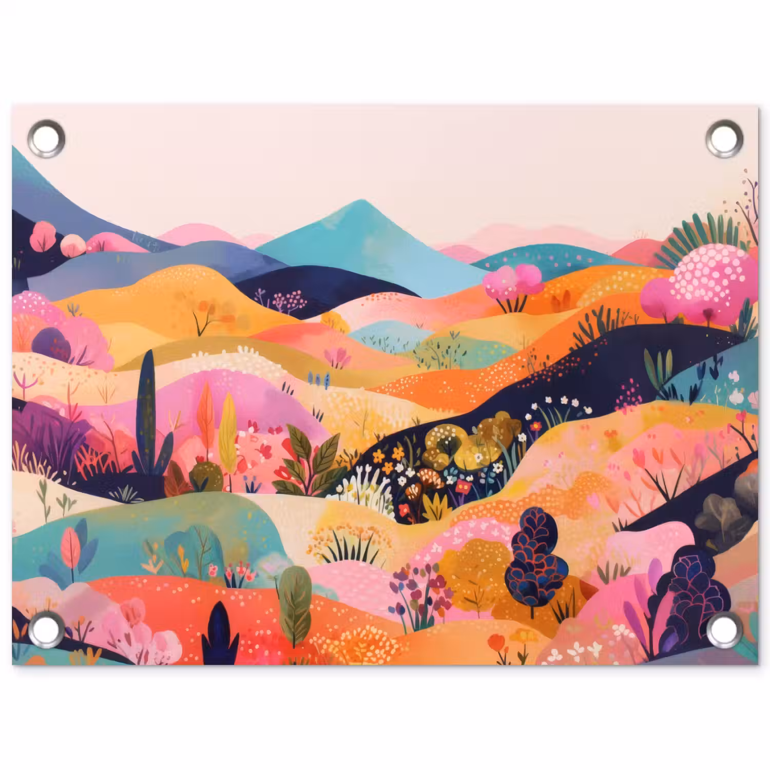 Golvende heuvels - Abstracte planten - Dromerig tuinposter los doek klein -3d