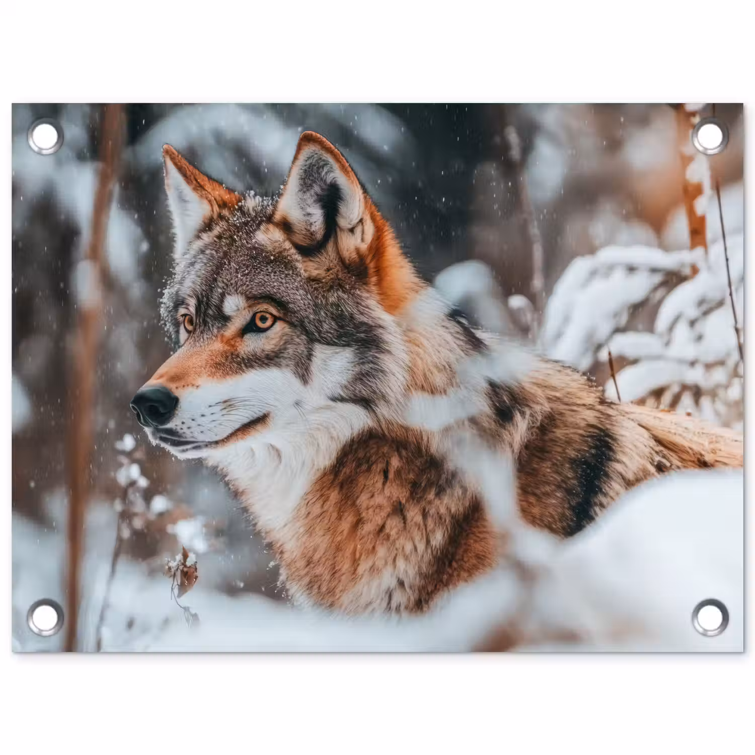 Wolf - Sneeuw - Winter - Dieren - Natuur - Sneeuw tuinposter los doek klein -3d