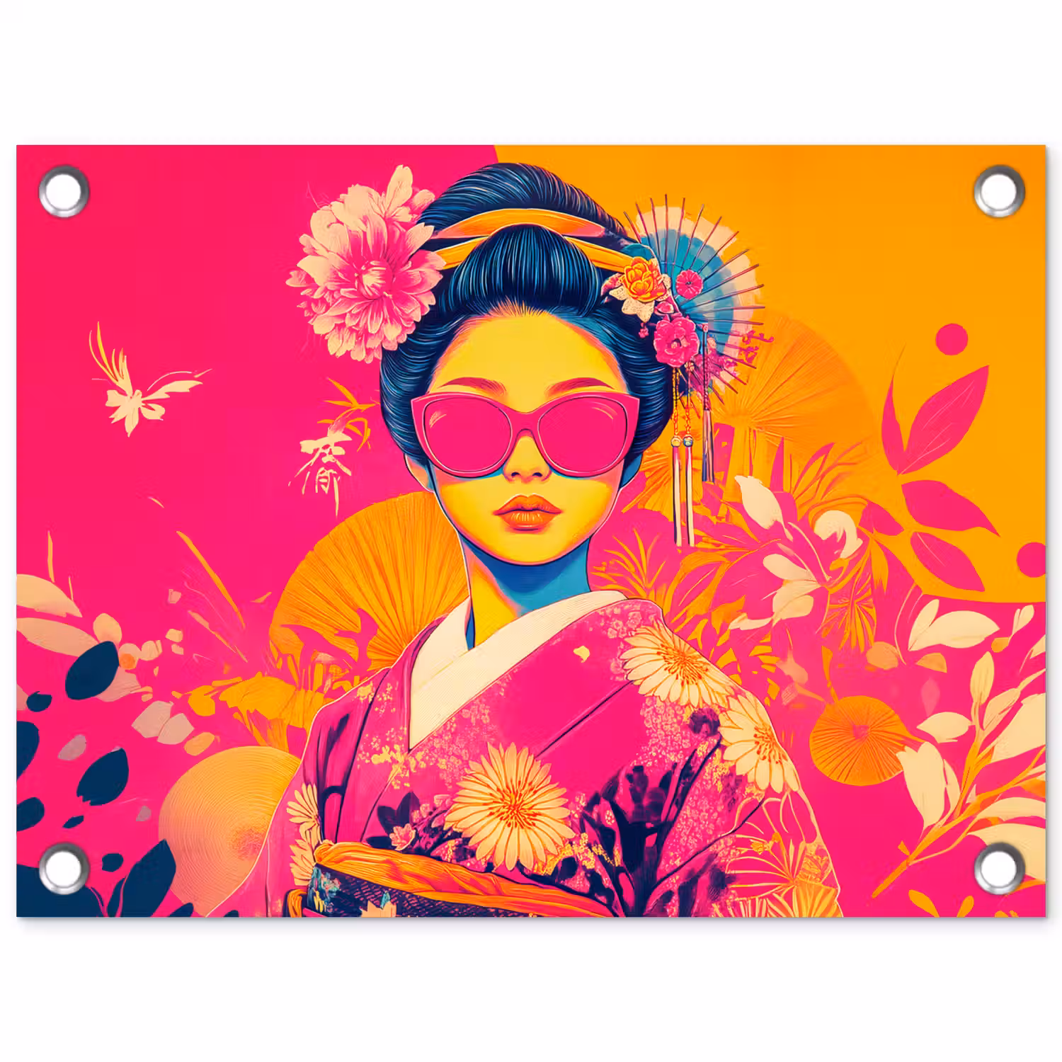 Vrouw - Zonnebril - Abstract - Oranje tuinposter los doek klein -3d