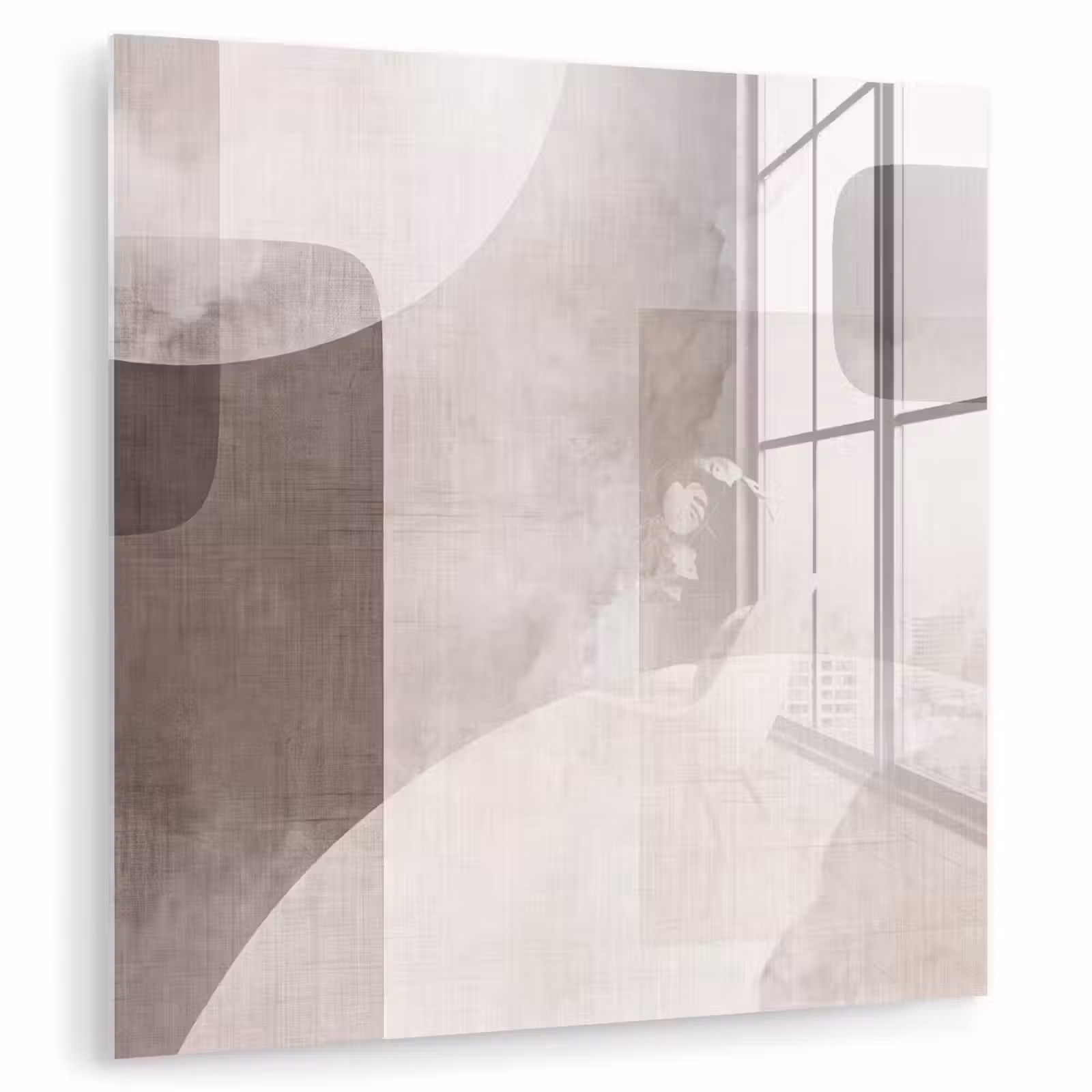 Glass Print - Abstract Shapes - Beige - Abstracte vormen - Beige plexiglas 5mm klein