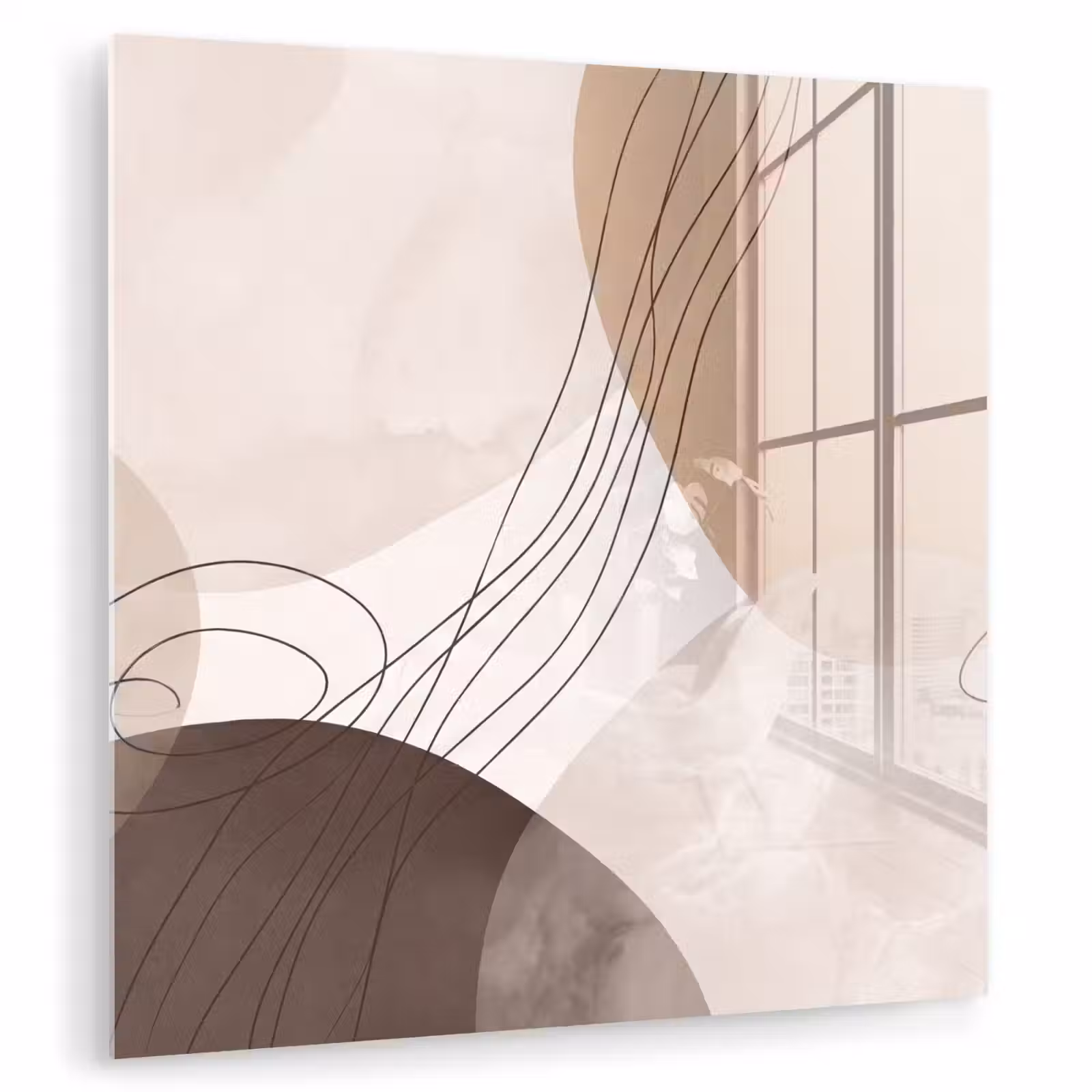 Glass Print - Abstraction - Beige - Modern - Abstractie - Beige - Modern plexiglas 5mm klein