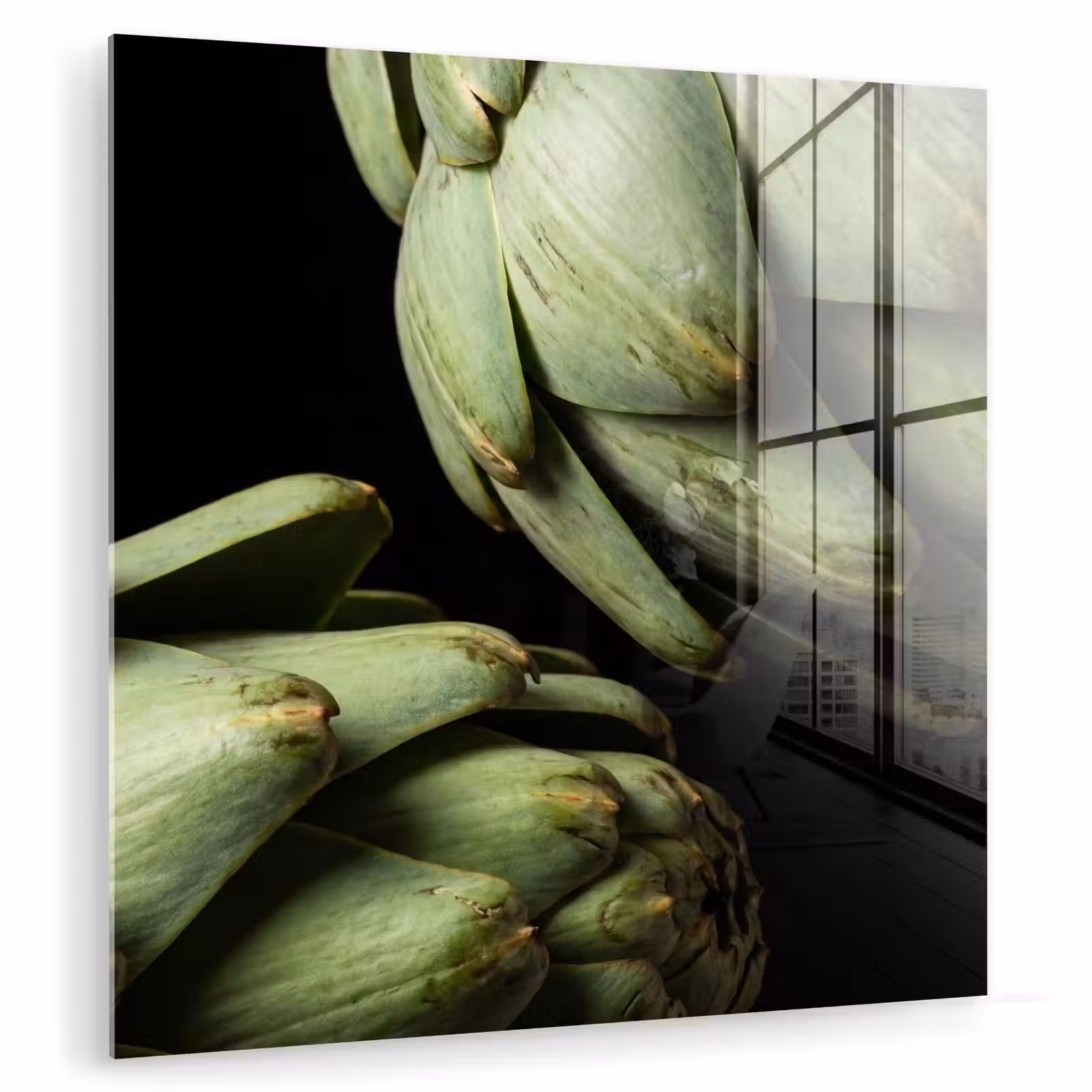 Glass Print - Artichoke - Green - Food - Artisjok - Groen - Eten plexiglas 5mm klein