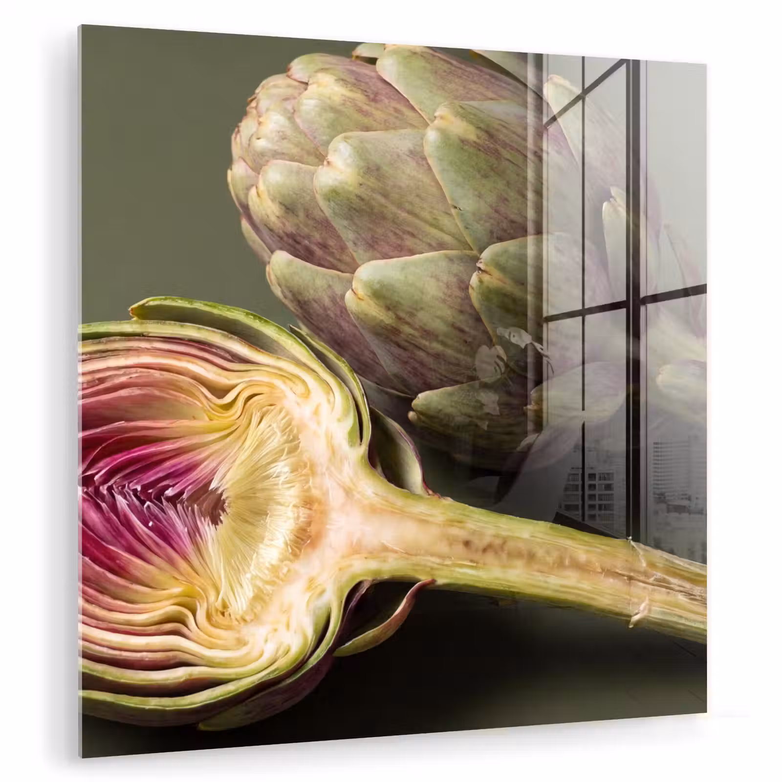 Glass Print - Artichoke - Purple - Food - Artisjok - Paars - Voedsel plexiglas 5mm klein