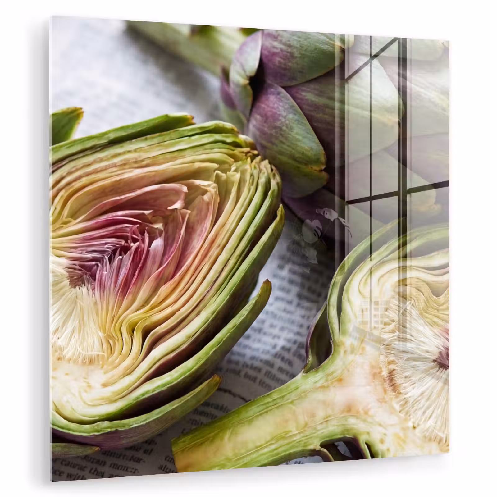Glass Print - Artichoke - Sliced - Food - Artisjok - Doorgesneden - Eten plexiglas 5mm klein