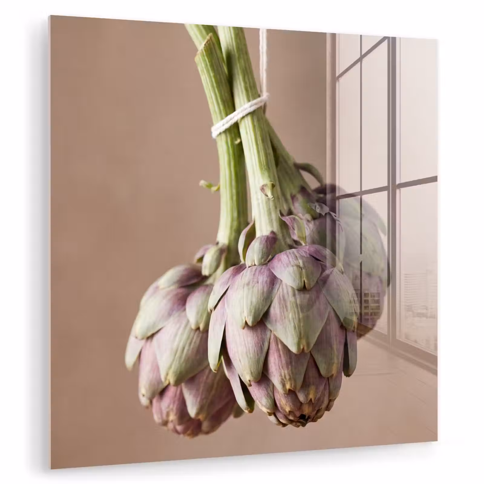 Glass Print - Artichokes - Hanging - Vegetables - Artisjokken - Hangend - Groenten plexiglas 5mm klein