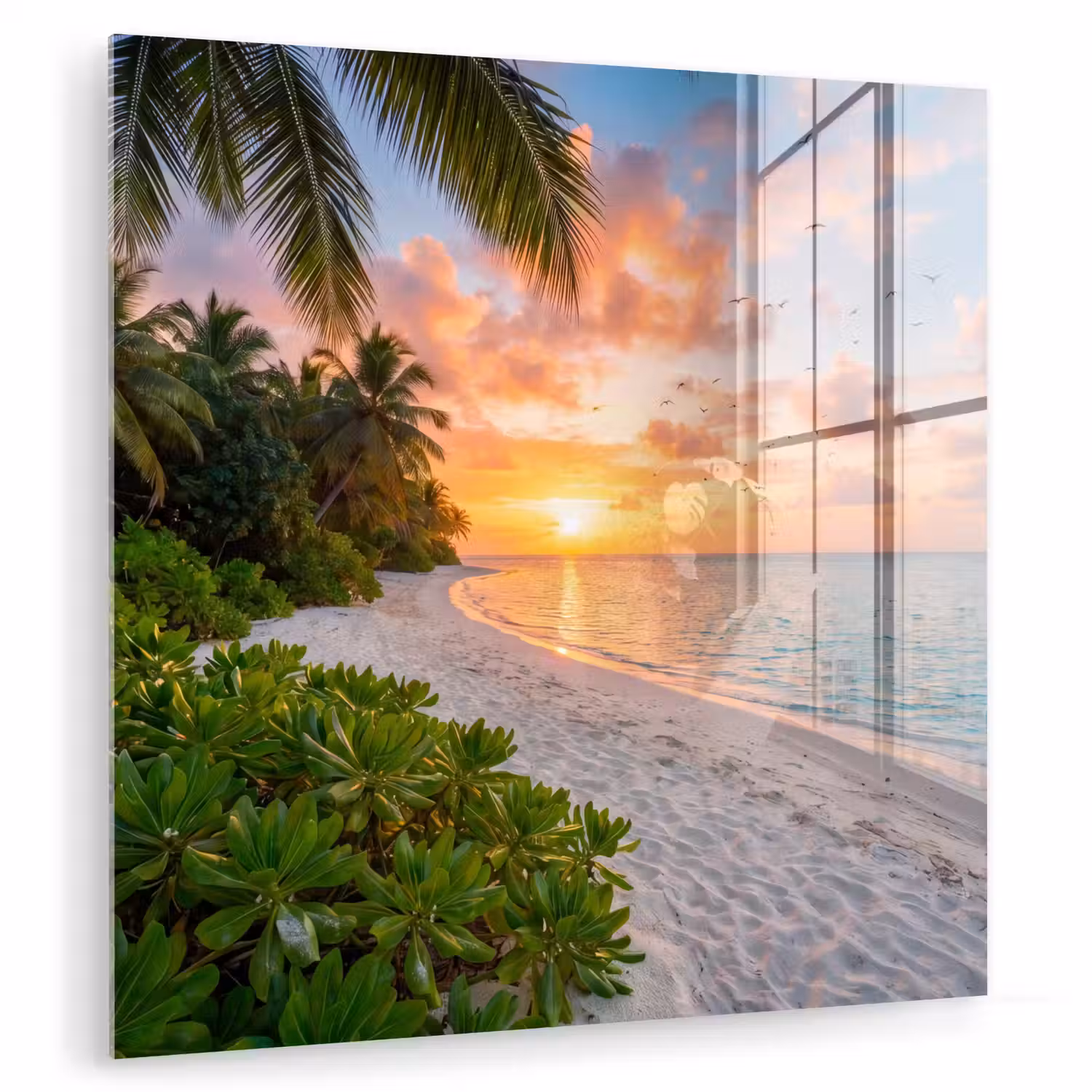 Strand - Zonsondergang - Palmbomen - Tropisch - Natuur plexiglas 5mm klein -zzzproduct_nieuw