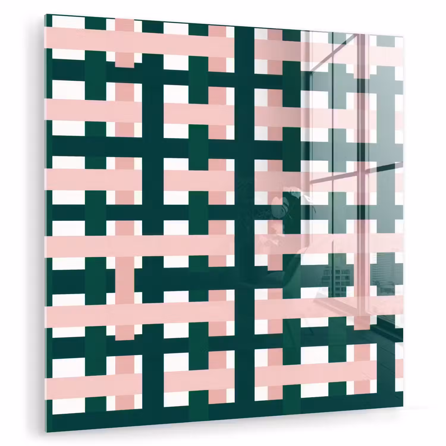Vlechtpatroon - Groen - Roze - Grafisch plexiglas 5mm klein 11 -zzzproduct_nieuw