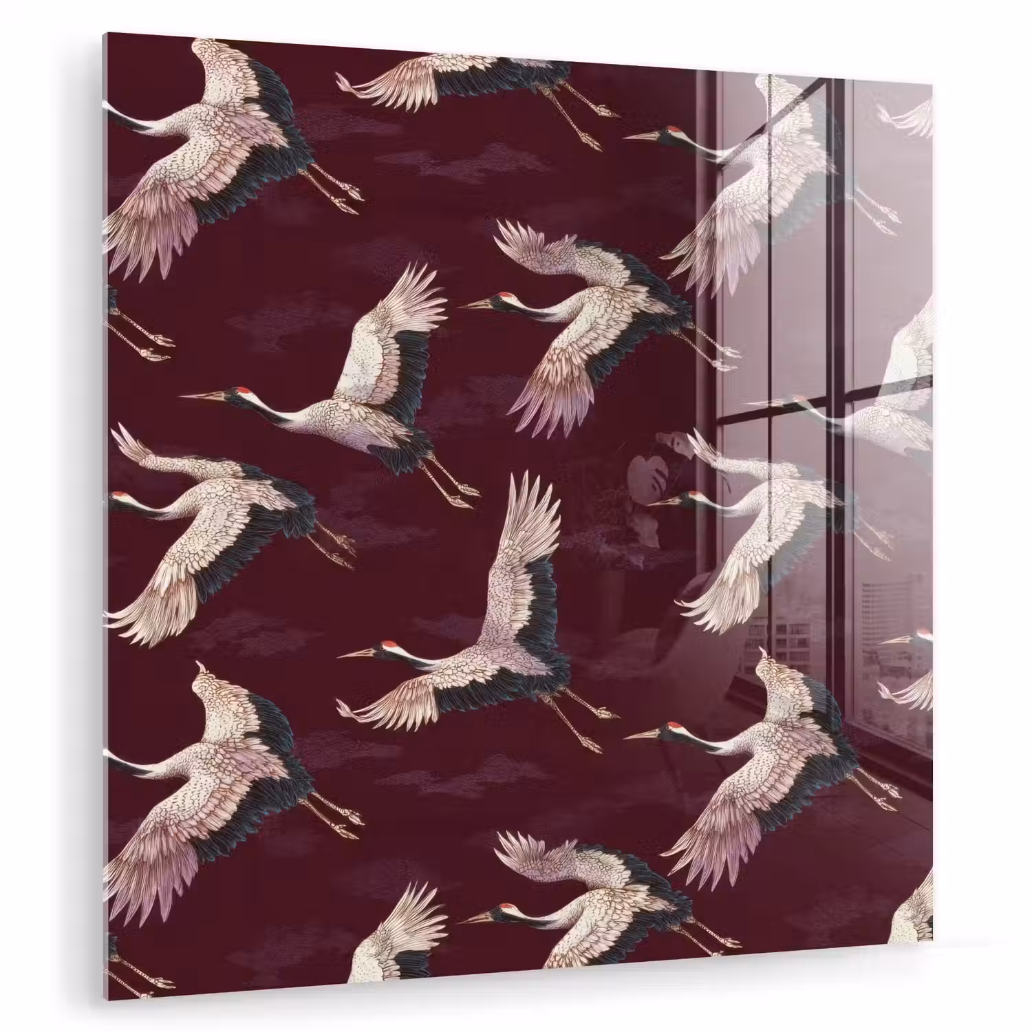 Kraanvogels - Klassiek - Bordeaux plexiglas 5mm klein 11 -zzzproduct_nieuw