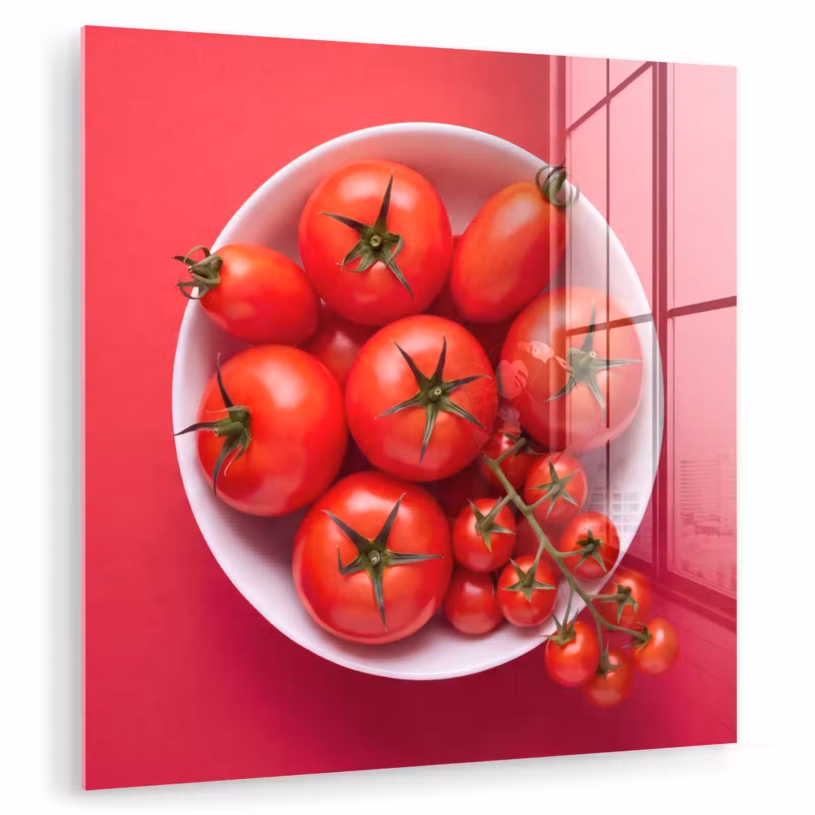 Glass Print - Dinner Plate - Red - Eten - Kom - Rood plexiglas 5mm klein