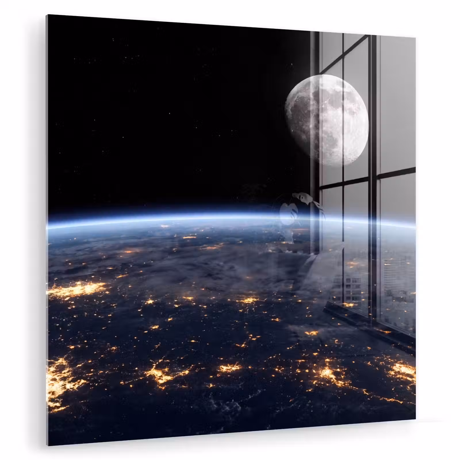 Glass Print - Earth - Night - Space - Aarde - Nacht - Ruimte plexiglas 5mm klein