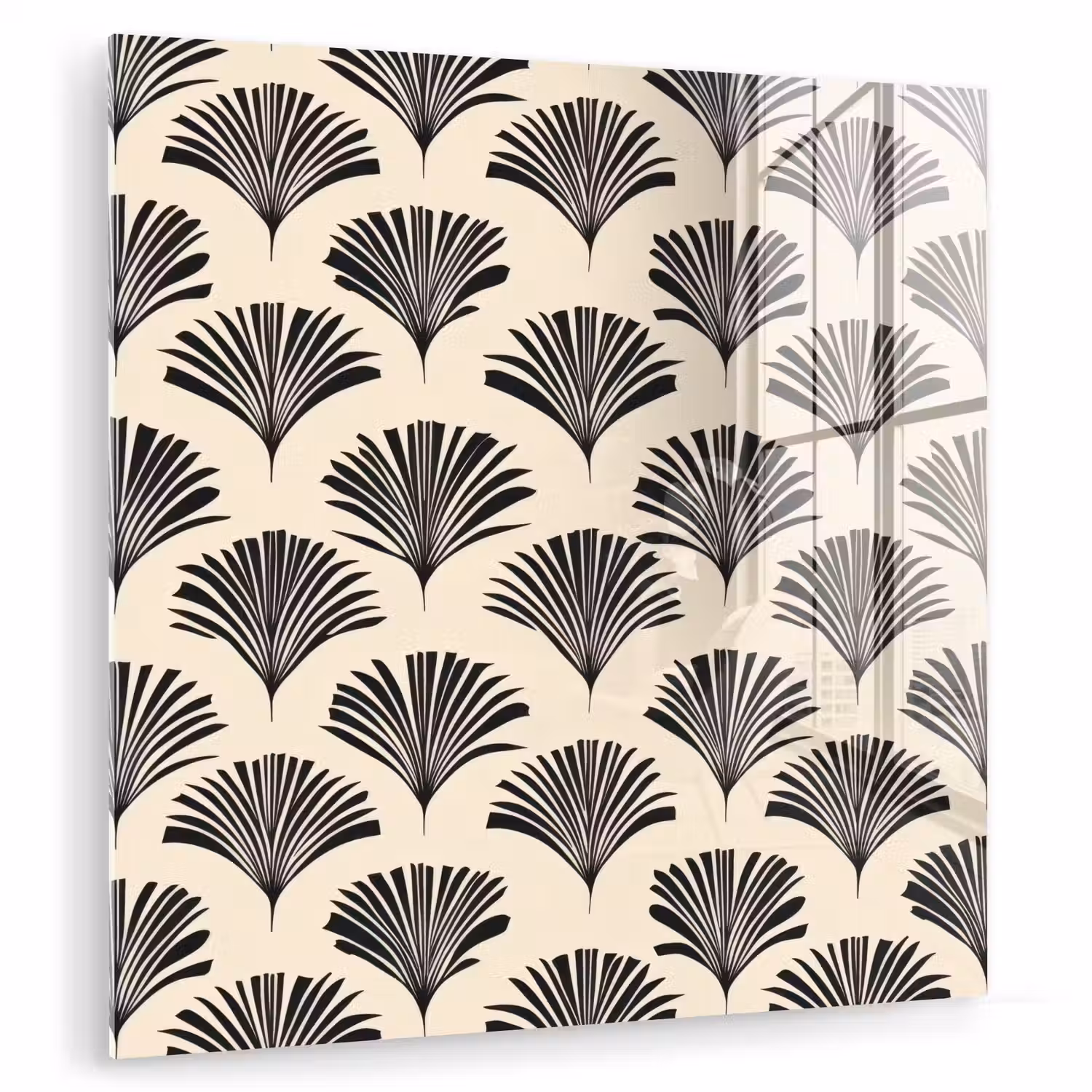 Waaiers - Botanisch - Zwart - Beige plexiglas 5mm klein 11 -zzzproduct_nieuw
