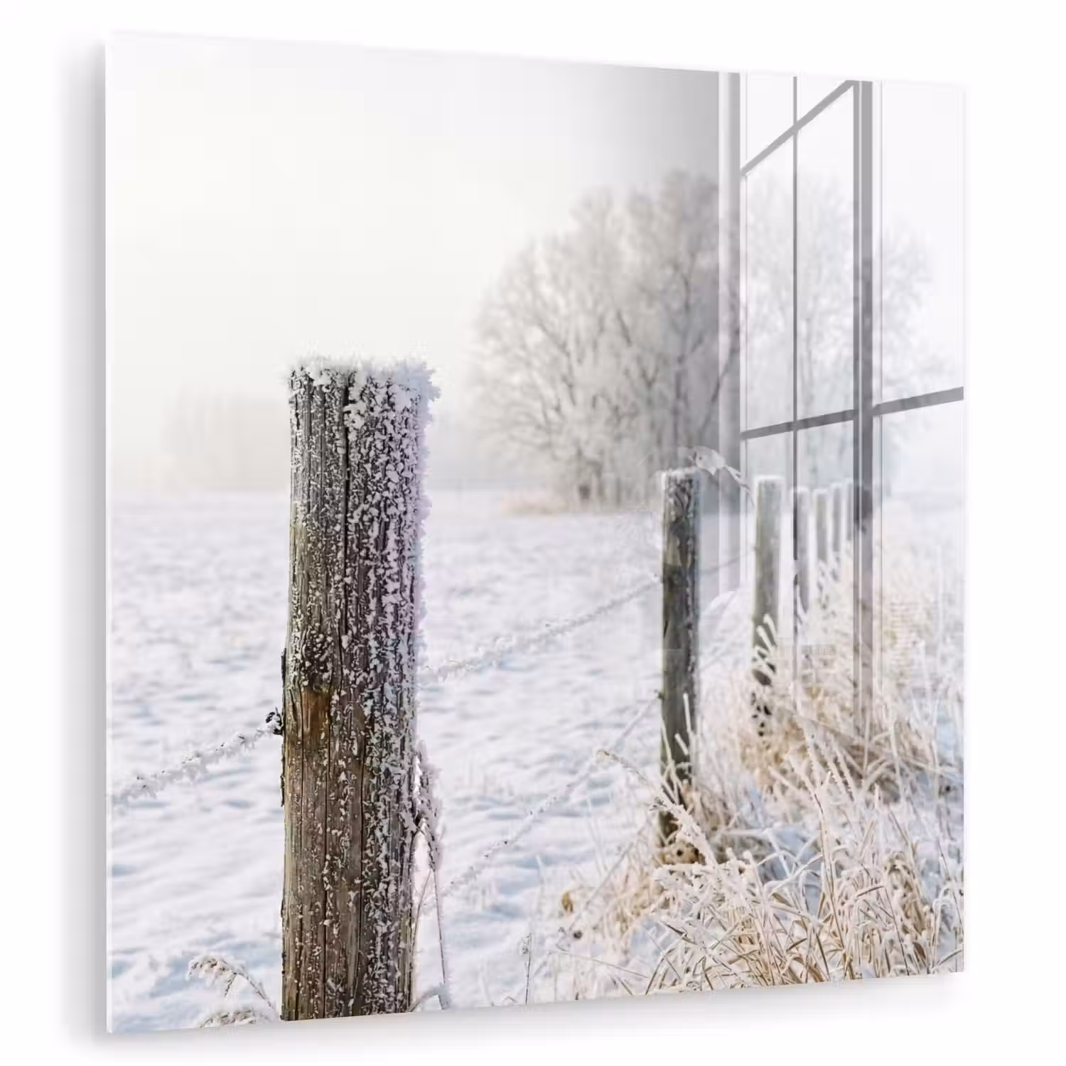 Hek - Sneeuw - Mist - Platteland - Nostalgisch plexiglas 5mm klein -zzzproduct_nieuw