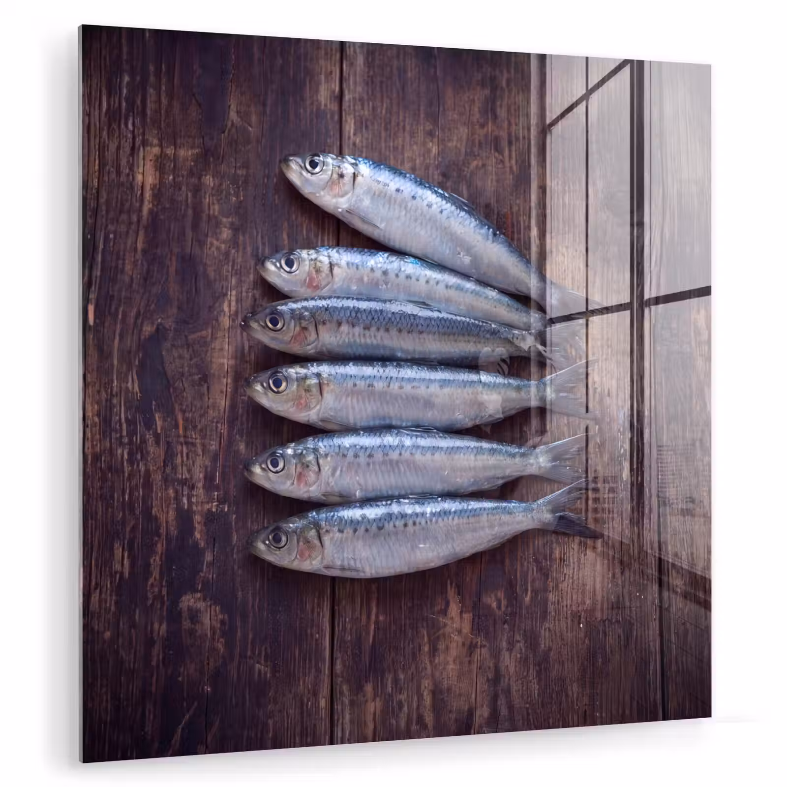 Glass Print - Fish - Wood - Food - Vis - Hout - Eten plexiglas 5mm klein