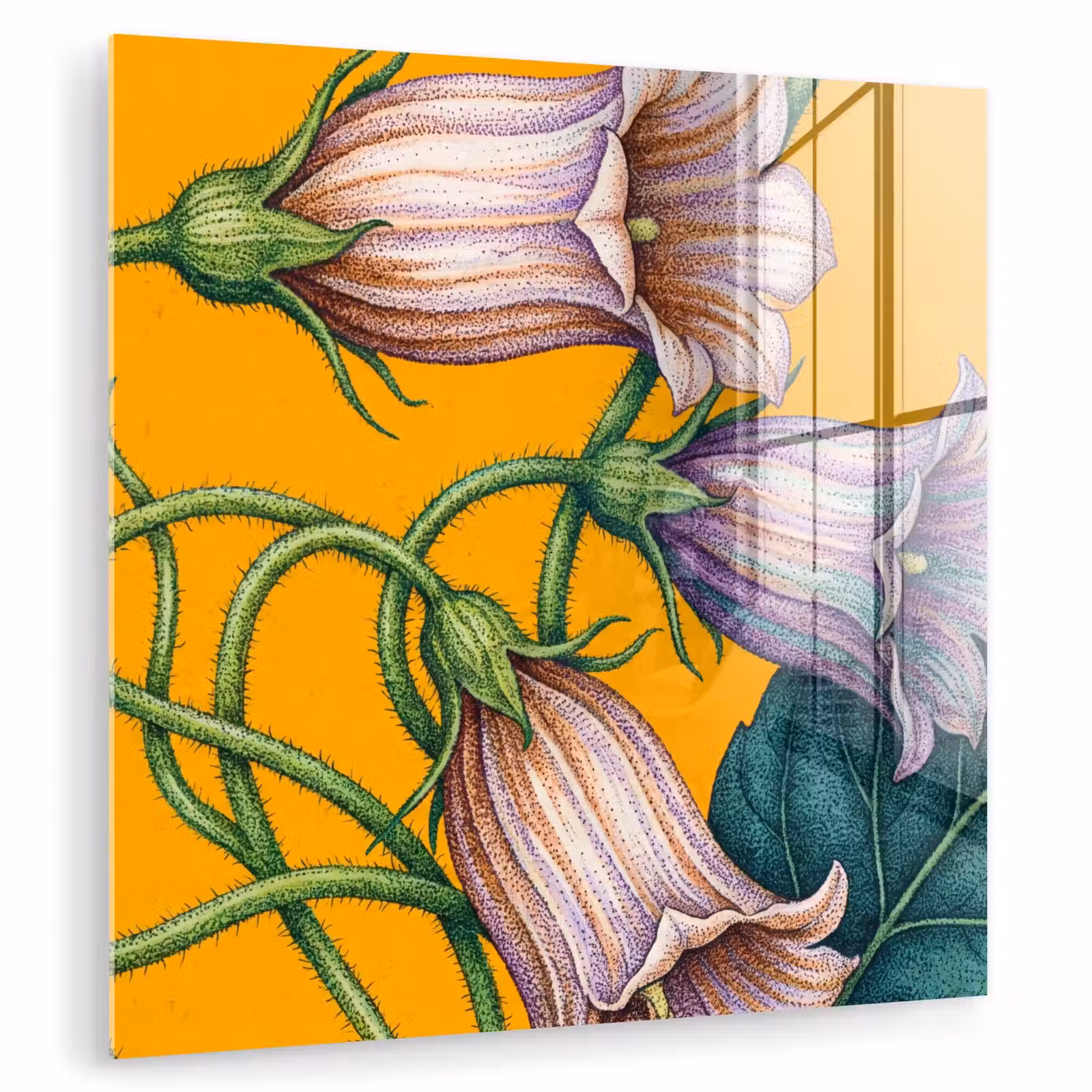 Glass Print - Flowers - Botanical - Yellow - Bloemen - Botanisch - Geel plexiglas 5mm klein
