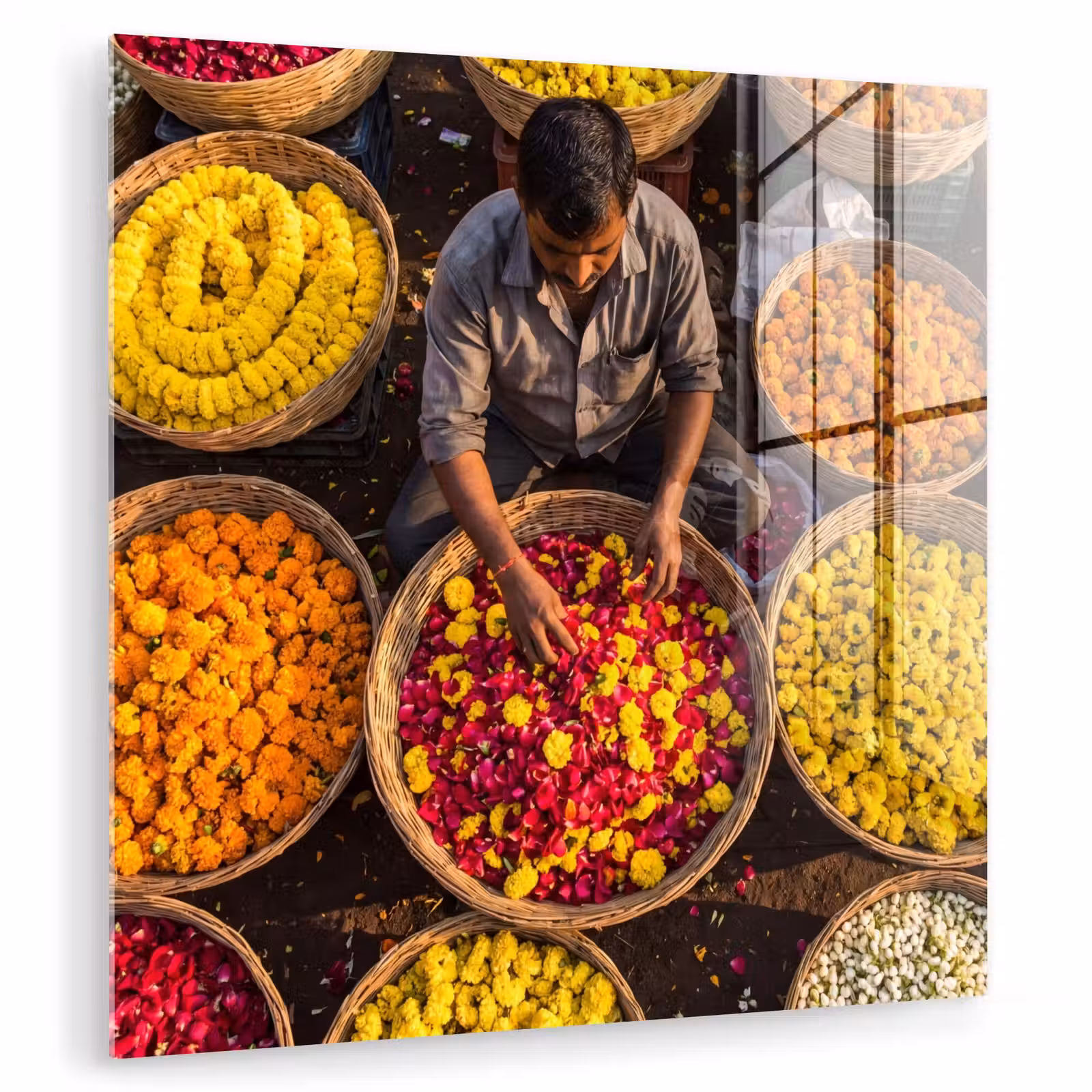 Glass Print - Flowers - Market - Colorful - Bloemen - Markt - Kleurrijk plexiglas 5mm klein