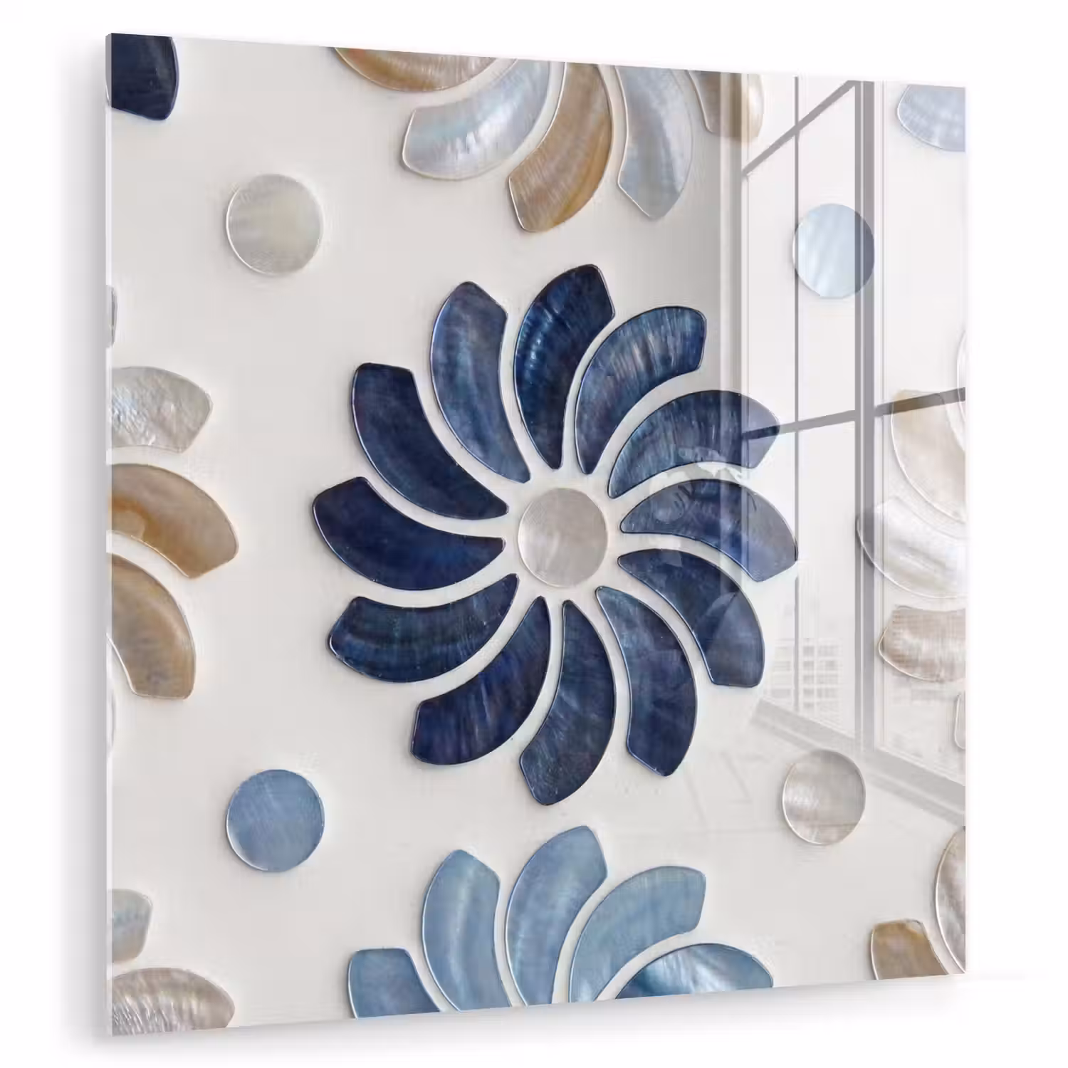 Bloemen - Parelmoer - Abstract - Patroon - Blauw plexiglas 5mm klein -zzzproduct_nieuw