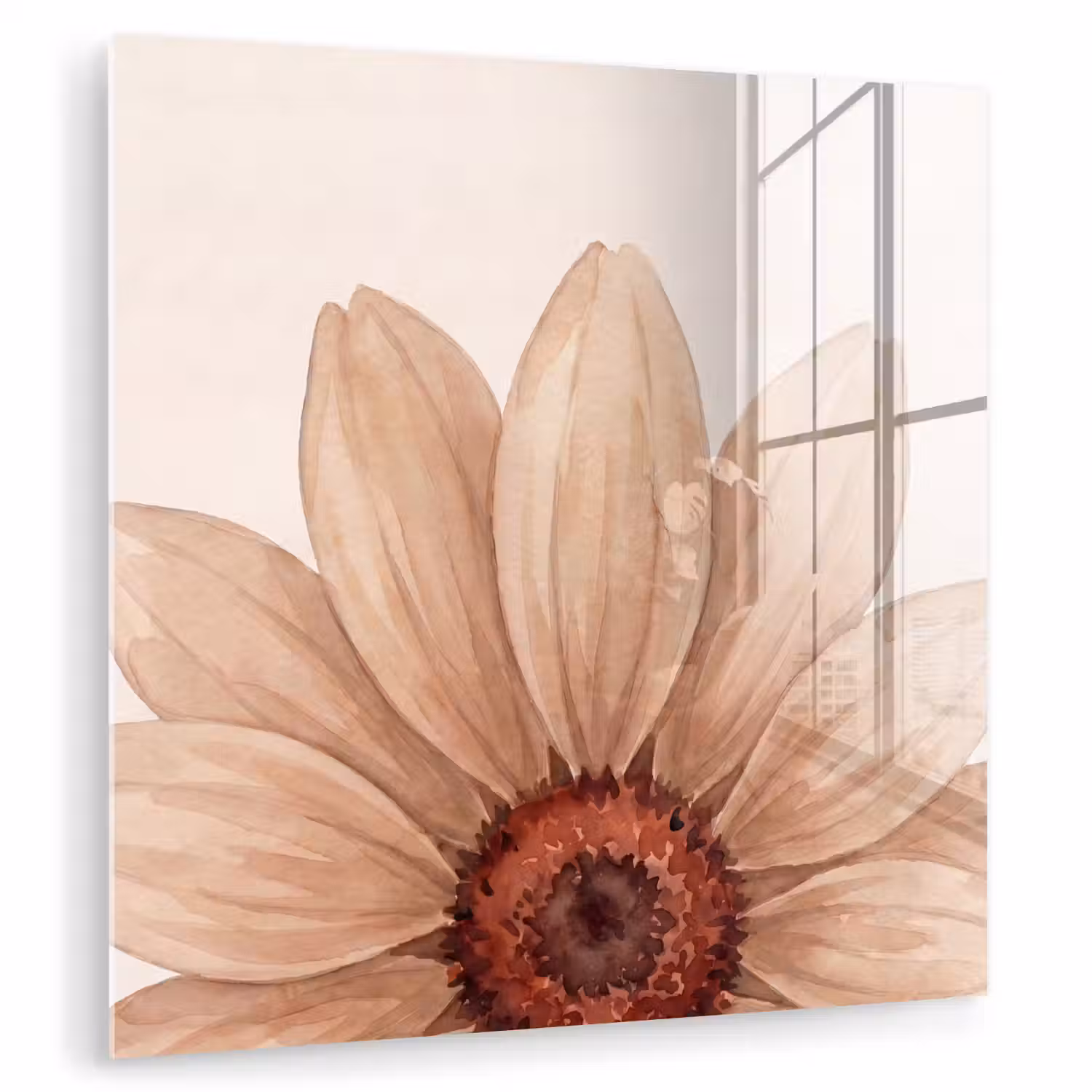 Bloemen - Bloemblad - Natuur - Aquarel - Beige plexiglas 5mm klein -zzzproduct_nieuw