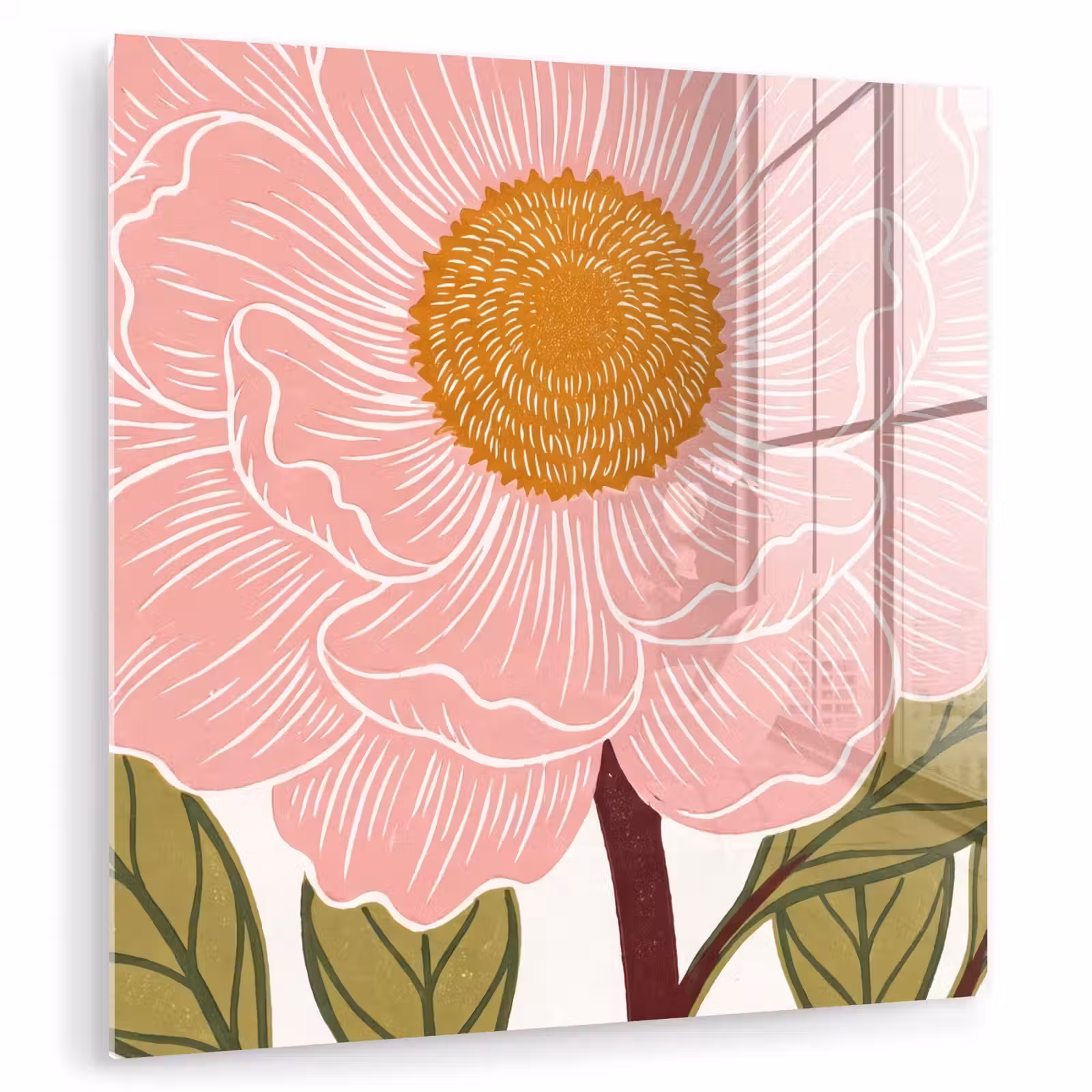Glass Print - Flowers - Pink - Illustration - Bloemen - Roze - Illustratie plexiglas 5mm klein