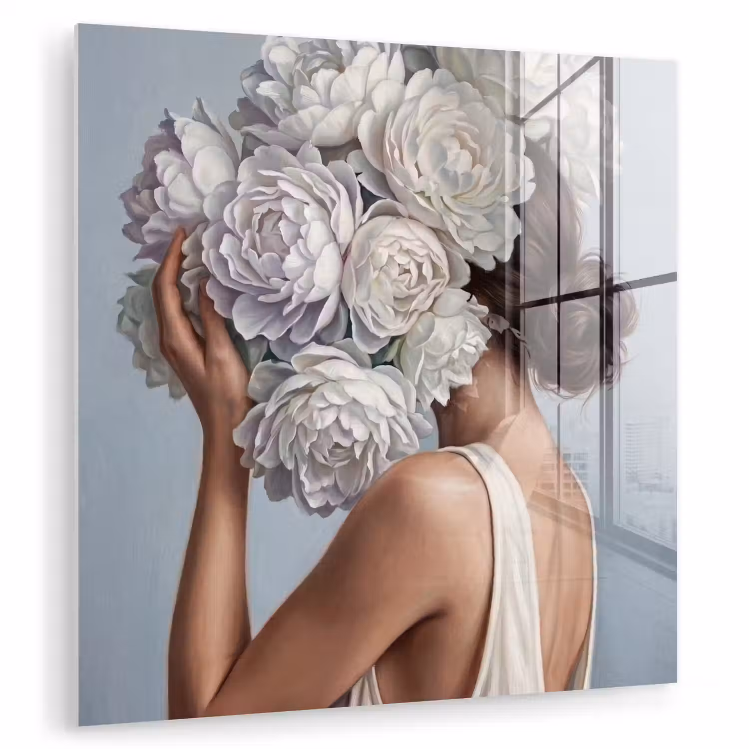 Bloemen - Vrouw - Wit plexiglas 5mm klein -zzzproduct_nieuw