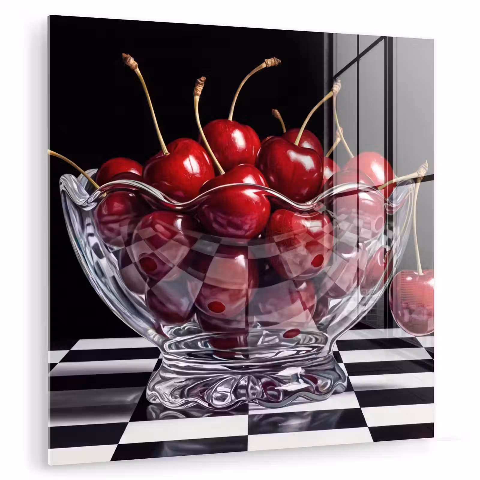 Glass Print - Food - Cherries - Red - Eten - Kersen - Rood plexiglas 5mm klein