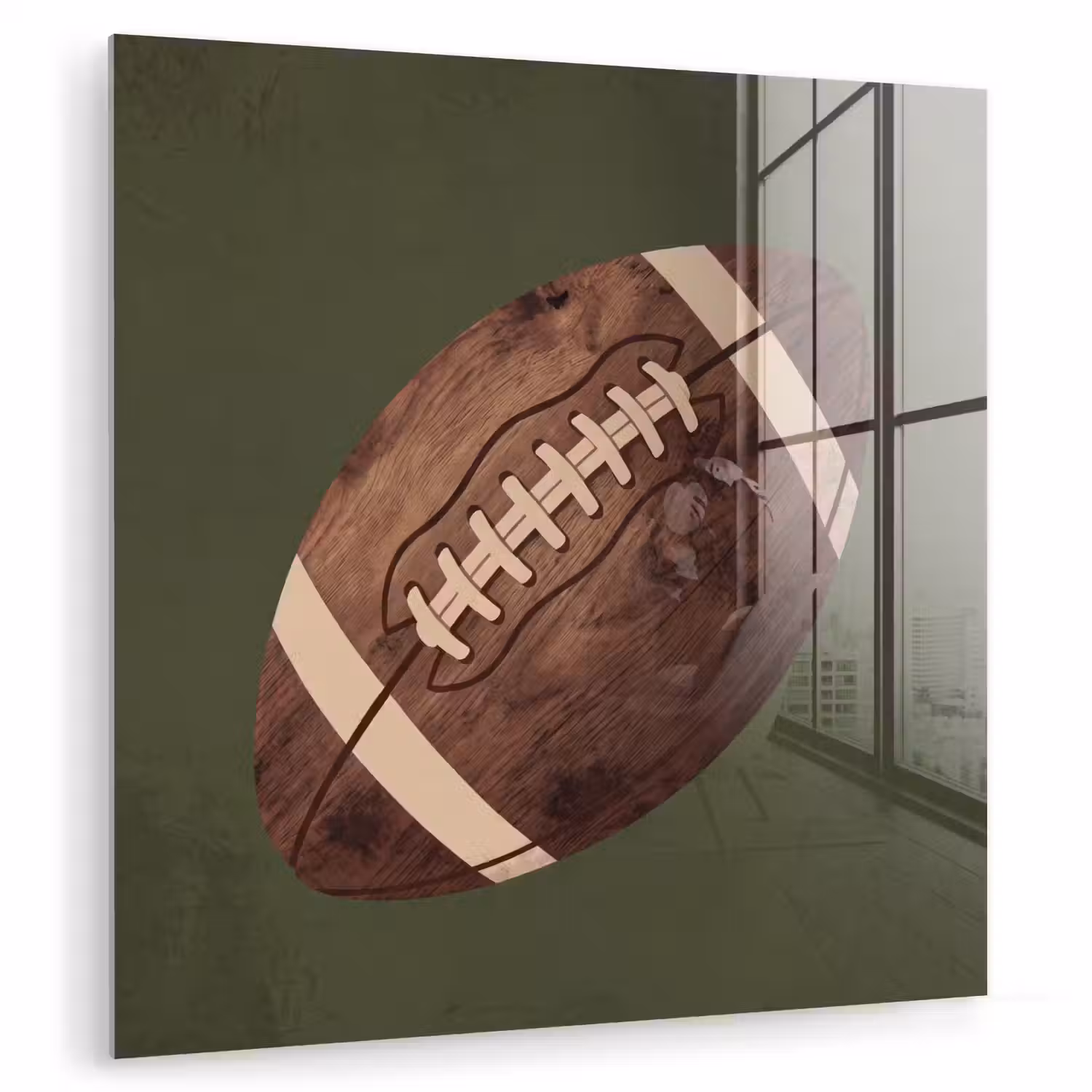 Football - Hout - Sport - Groen plexiglas 5mm klein -zzzproduct_nieuw