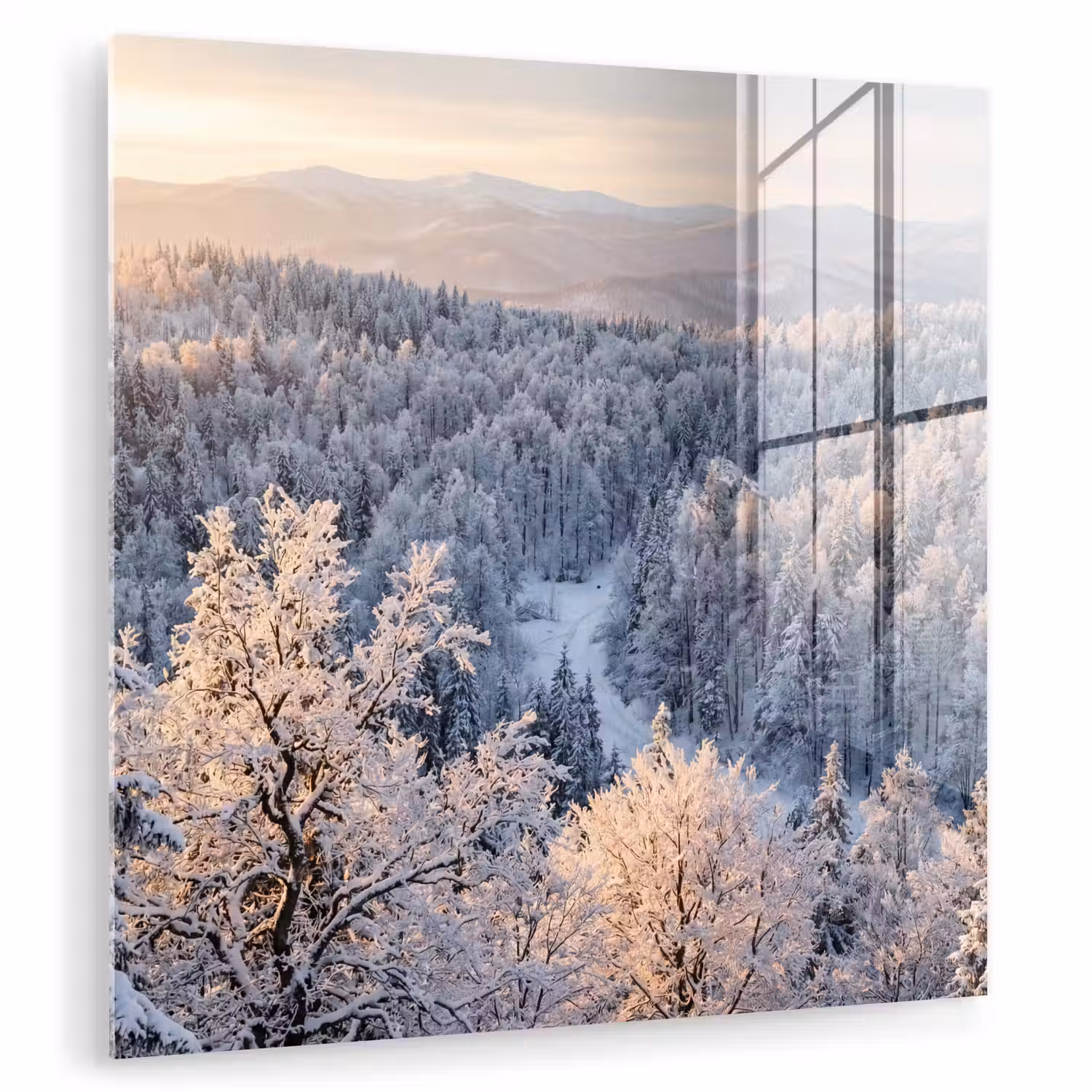 Bos - Bergen - Goud - Winter - Warm plexiglas 5mm klein -zzzproduct_nieuw