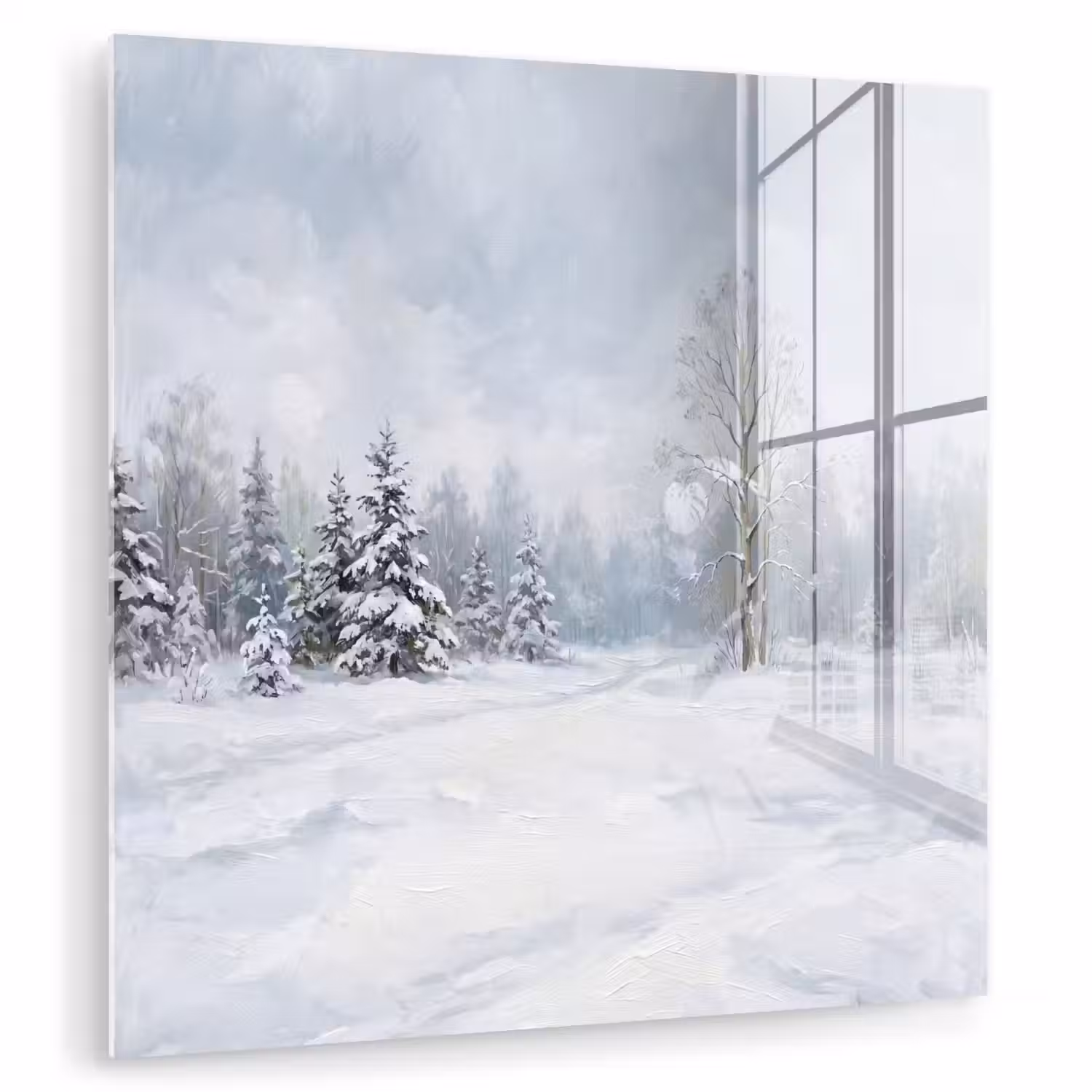 Bospad - Dennen - Sneeuw - Winter - Rustgevend plexiglas 5mm klein -zzzproduct_nieuw