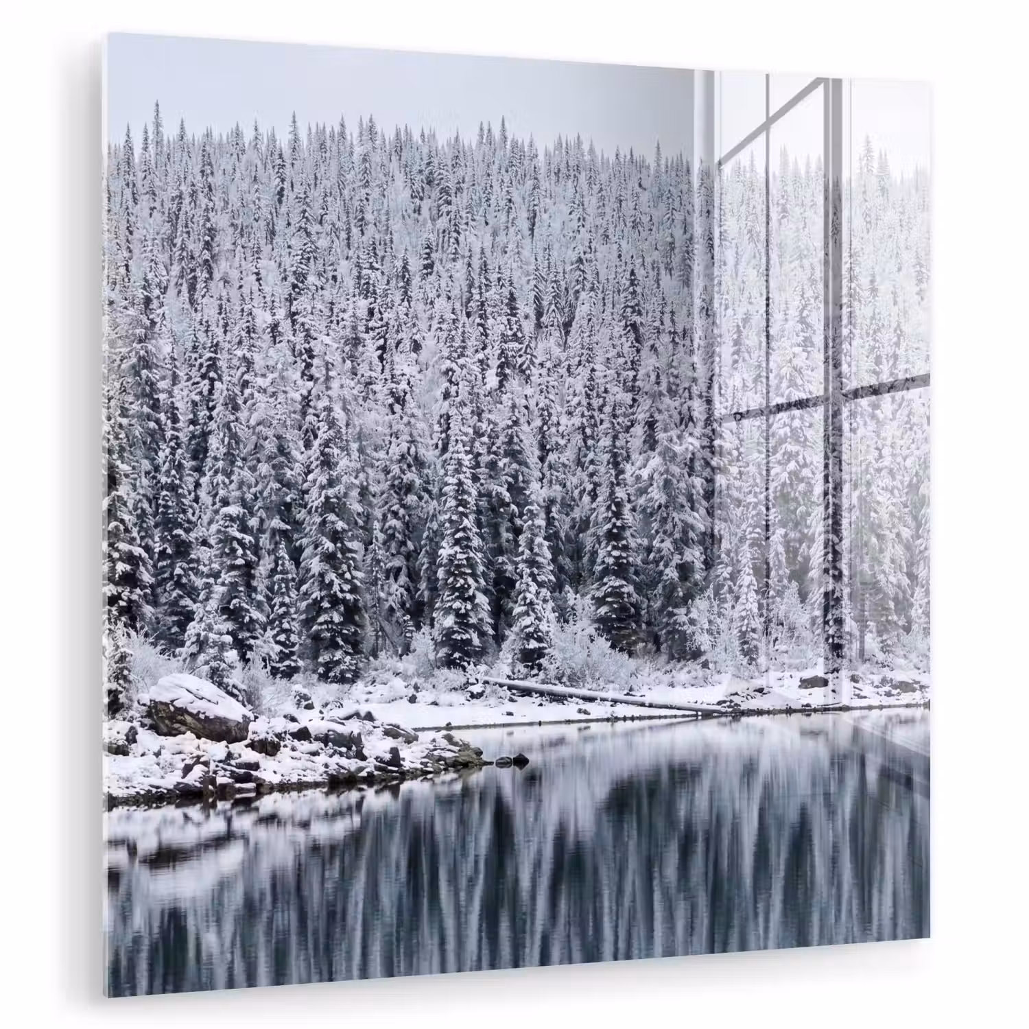 Bos - Reflectie - Meer - Winter - Serene plexiglas 5mm klein -zzzproduct_nieuw