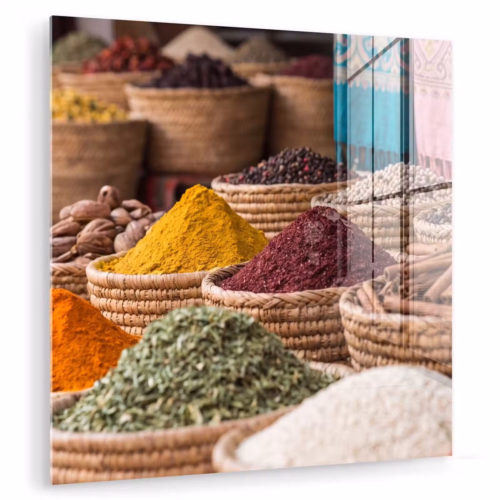 Glass Print - Herbs - Baskets - Oriental - Kruiden - Manden - Oosters plexiglas 5mm klein