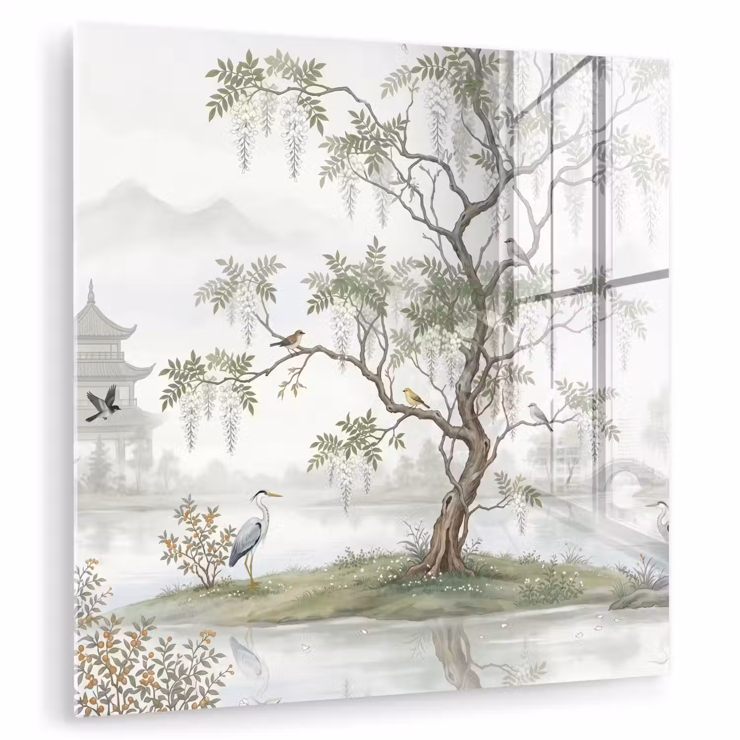 Reiger - Landschap - Groen plexiglas 5mm klein -zzzproduct_nieuw