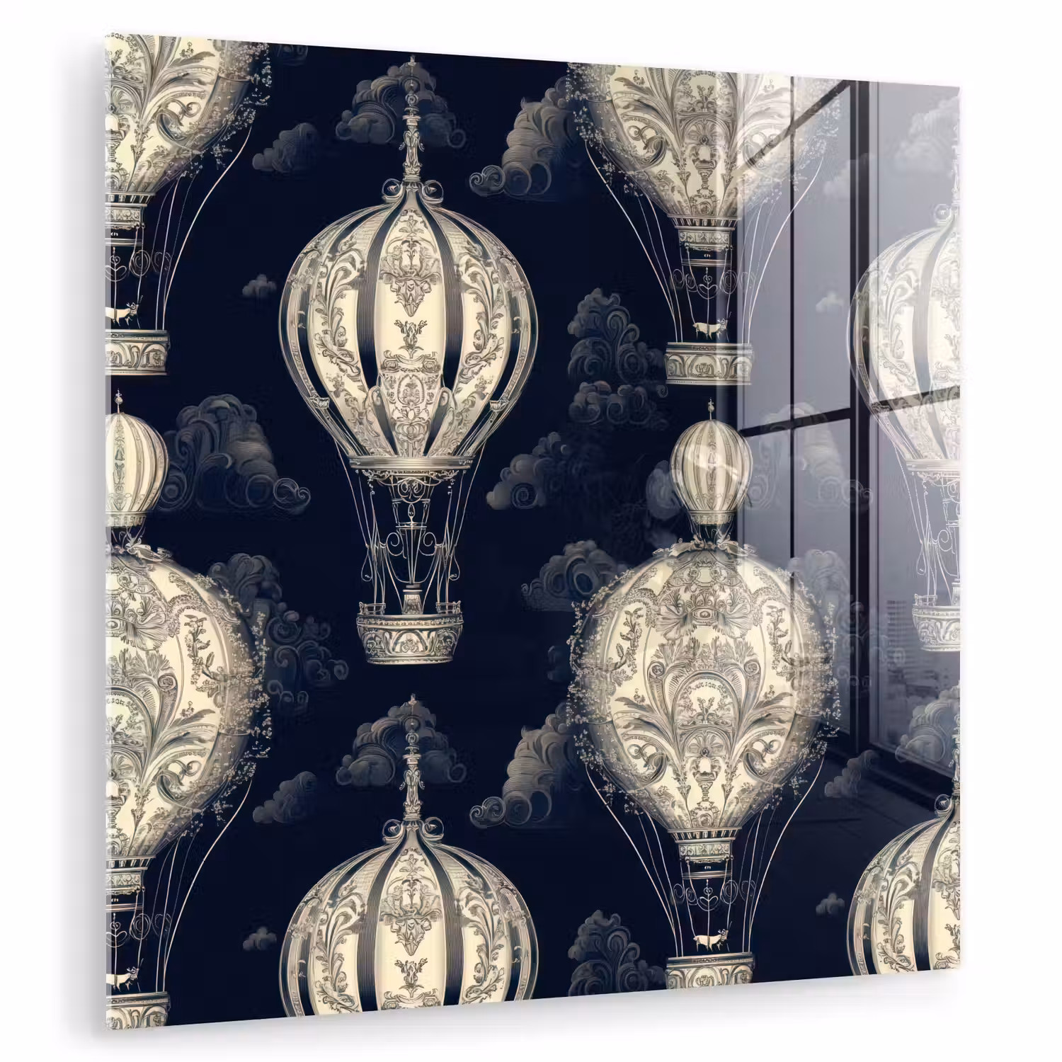 Luchtballonnen - Wolken - Patroon - Donkerblauw plexiglas 5mm klein 11 -zzzproduct_nieuw