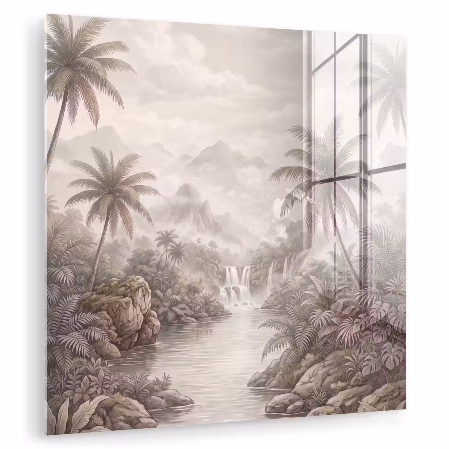 Jungle - Watervallen - Tropisch - Illustratie plexiglas 5mm klein -zzzproduct_nieuw