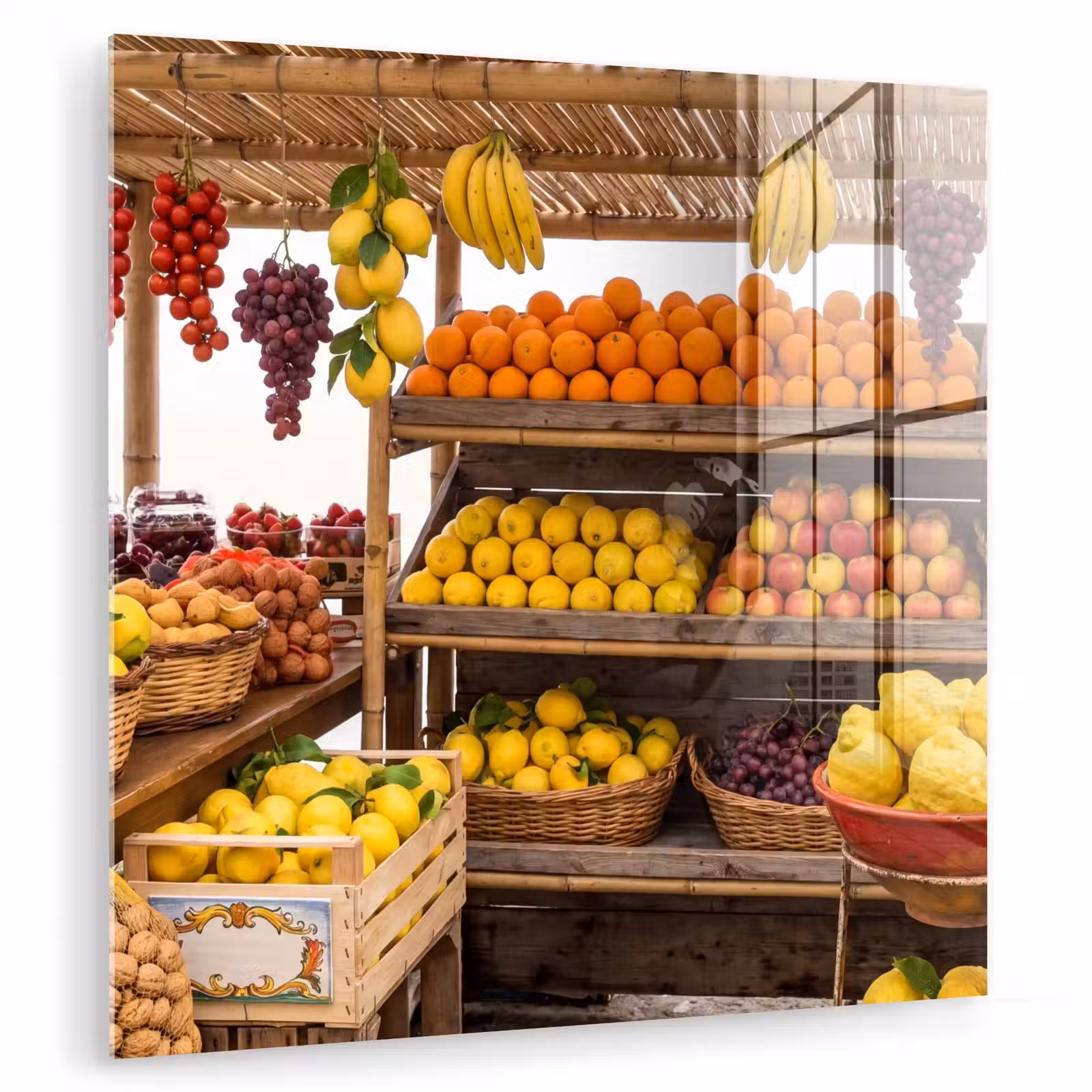 Glass Print - Market Stall - Fruit - Fresh - Marktkraam - Fruit - Vers plexiglas 5mm klein
