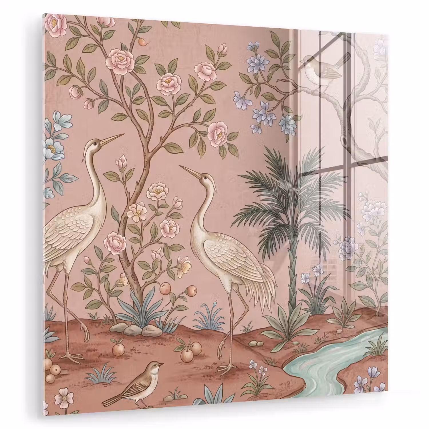 Nostalgisch - Reigers - Roze plexiglas 5mm klein -zzzproduct_nieuw