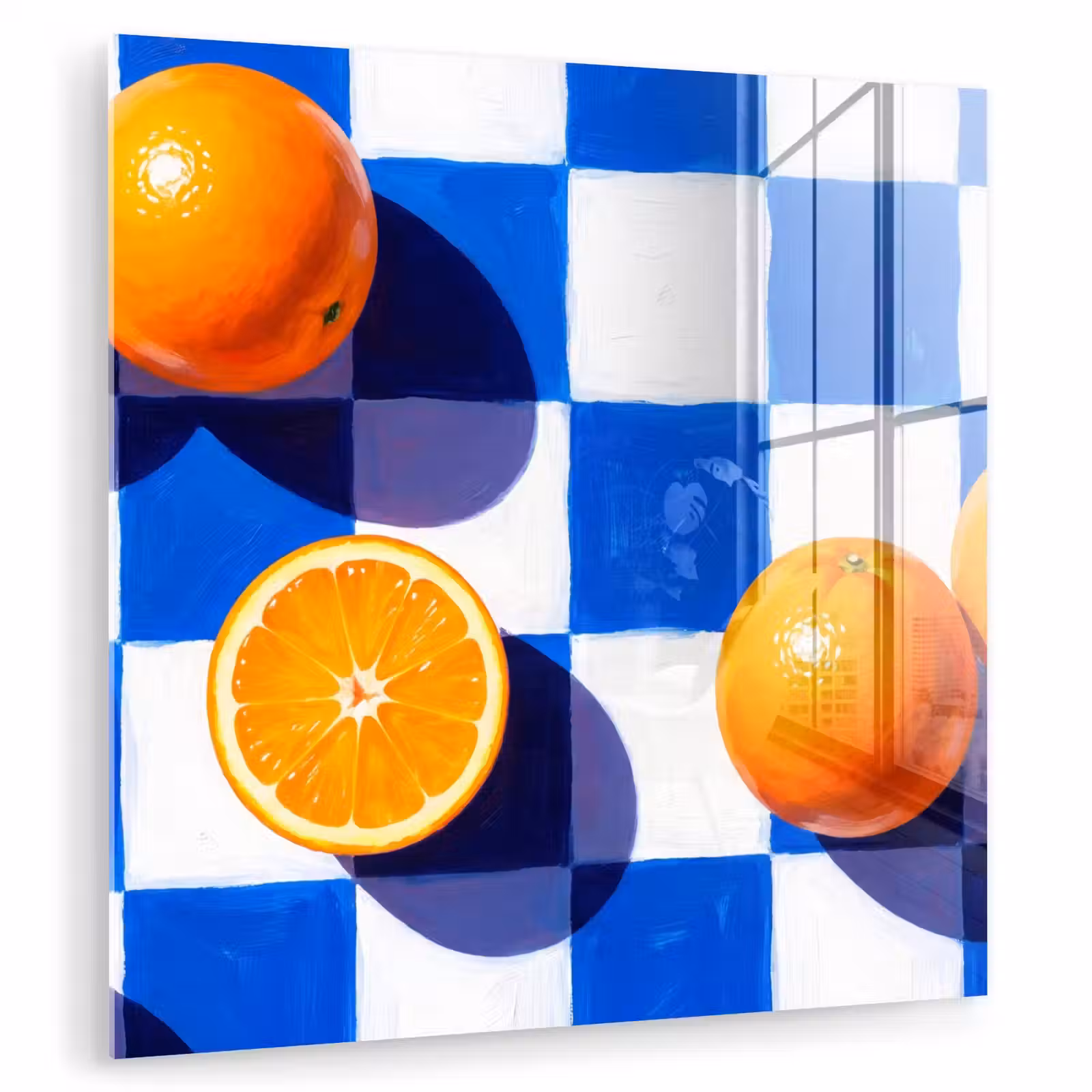 Glass Print - Orange - Checkered - Food - Sinaasappel - Geruit - Eten plexiglas 5mm klein