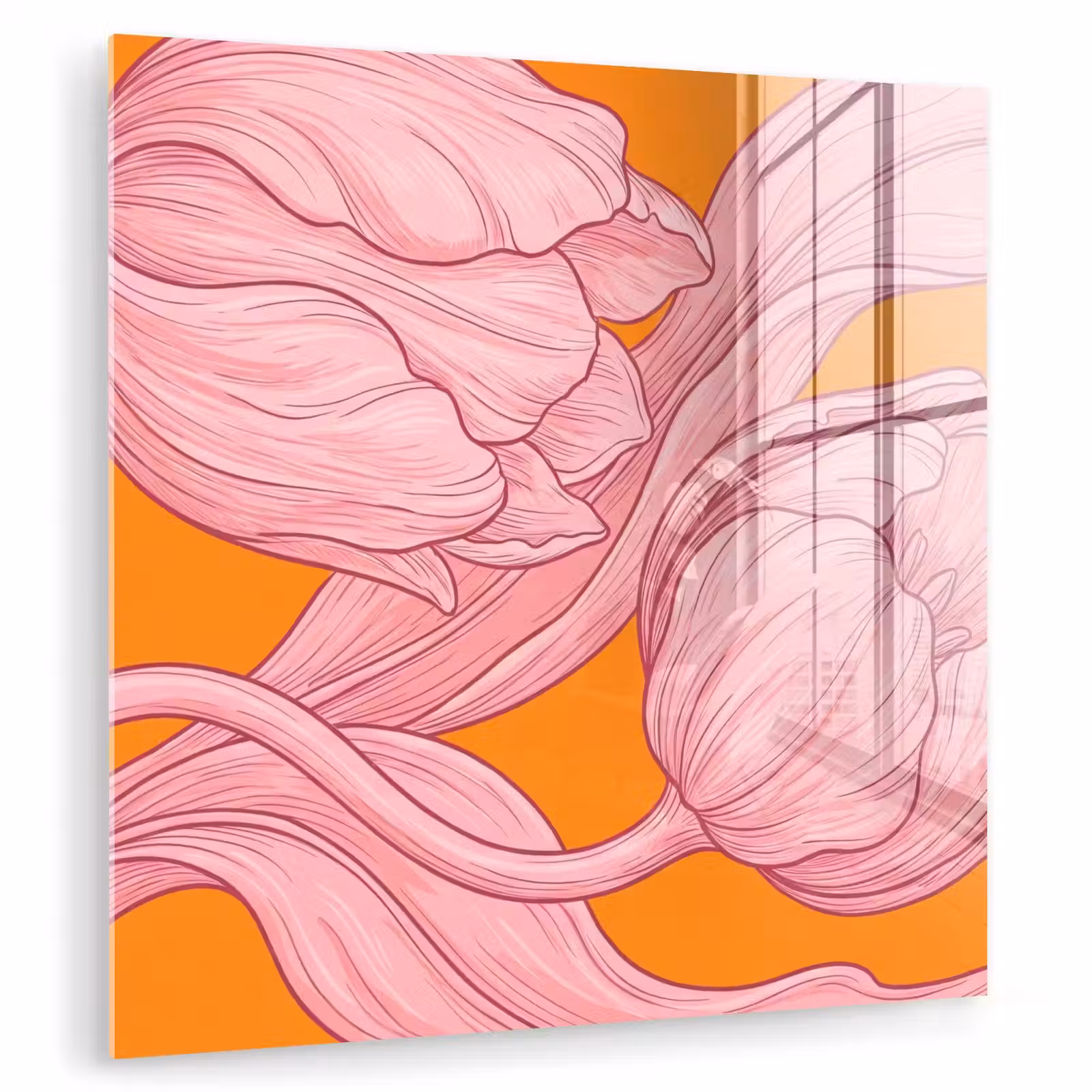 Glass Print - Pink Flowers - Modern - Roze bloemen - Modern plexiglas 5mm klein