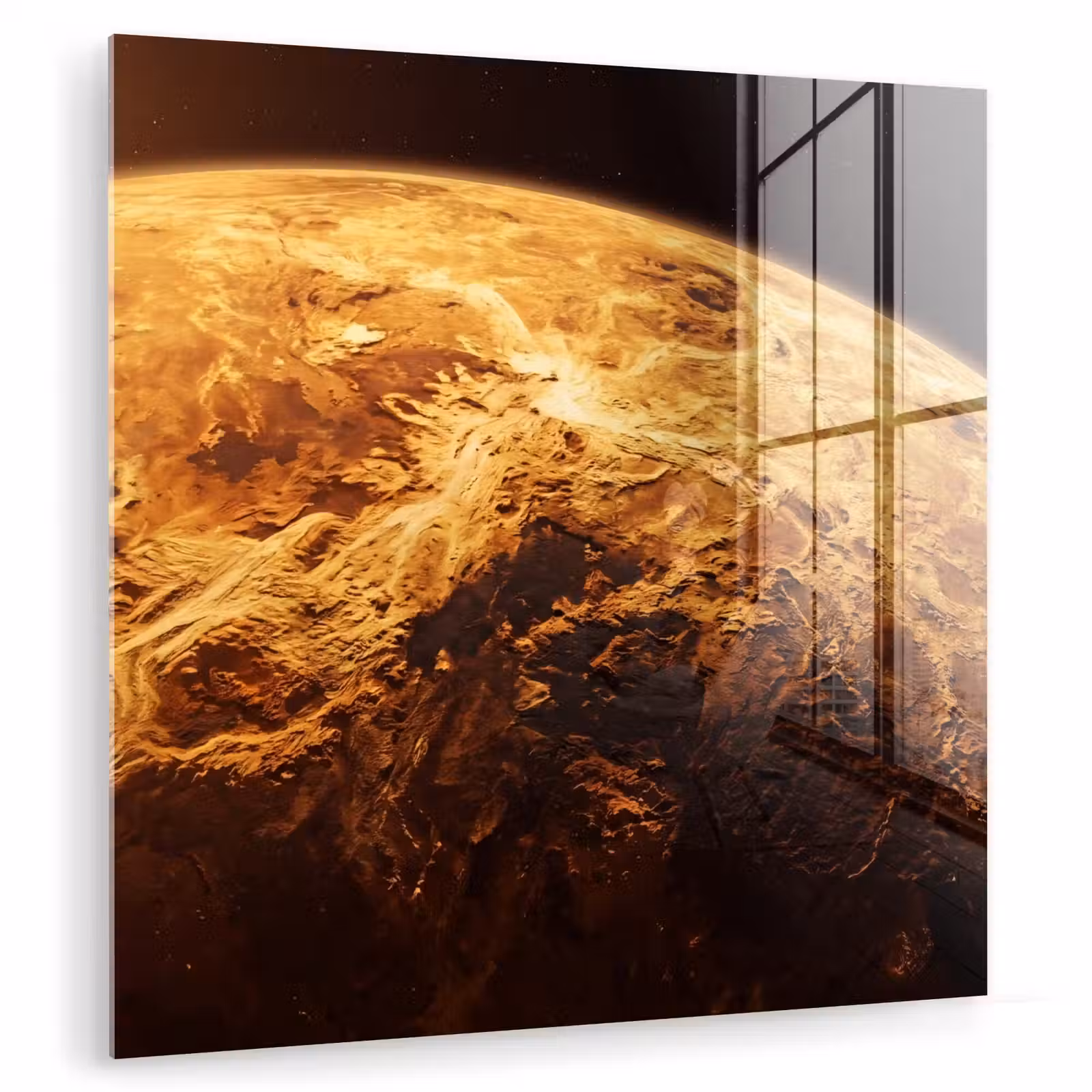Glass Print - Planet - Space - Orange - Planeet - Ruimte - Oranje plexiglas 5mm klein