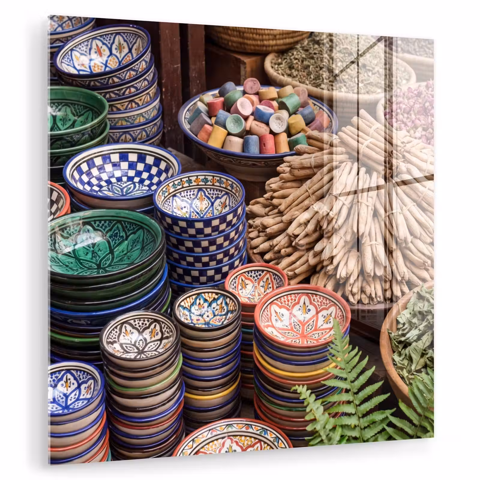 Glass Print - Pottery - Oriental - Colorful - Aardewerk - Oosters - Kleurrijk plexiglas 5mm klein