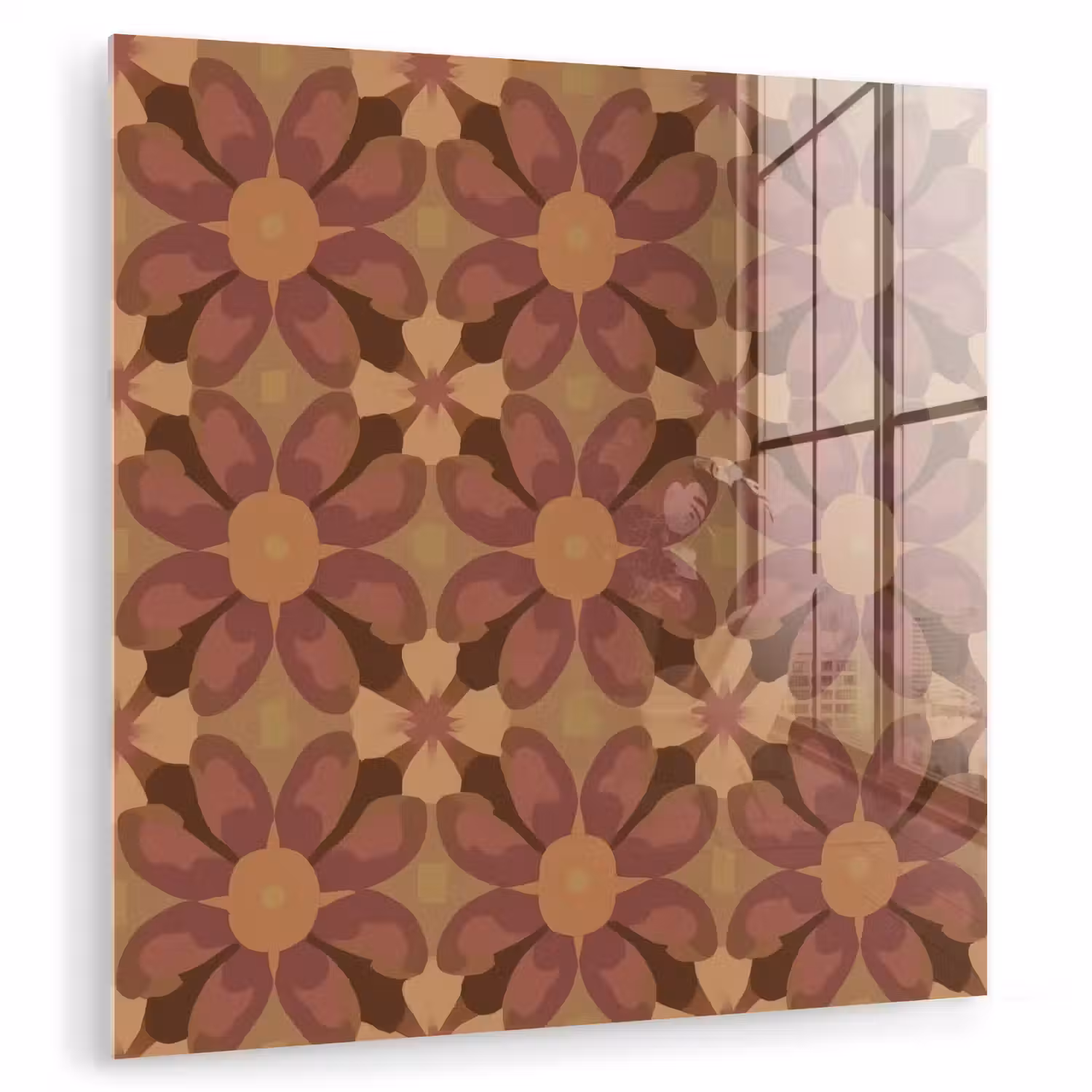 Retro - Bloemen - Bruin plexiglas 5mm klein 11 -zzzproduct_nieuw