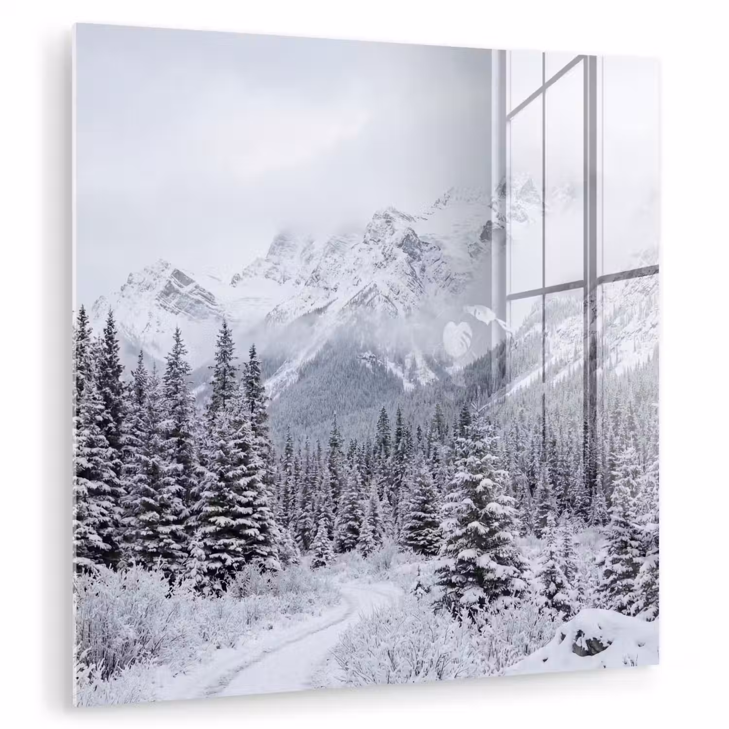 Weg - Bergen - Sneeuw - Naaldbos - Avontuurlijk plexiglas 5mm klein -zzzproduct_nieuw