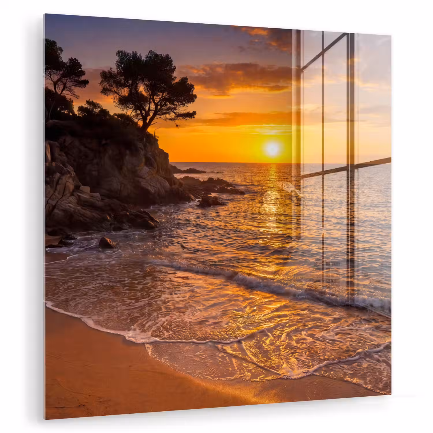 Zee - Kust - Zonsondergang - Natuur - Oranje plexiglas 5mm klein -zzzproduct_nieuw